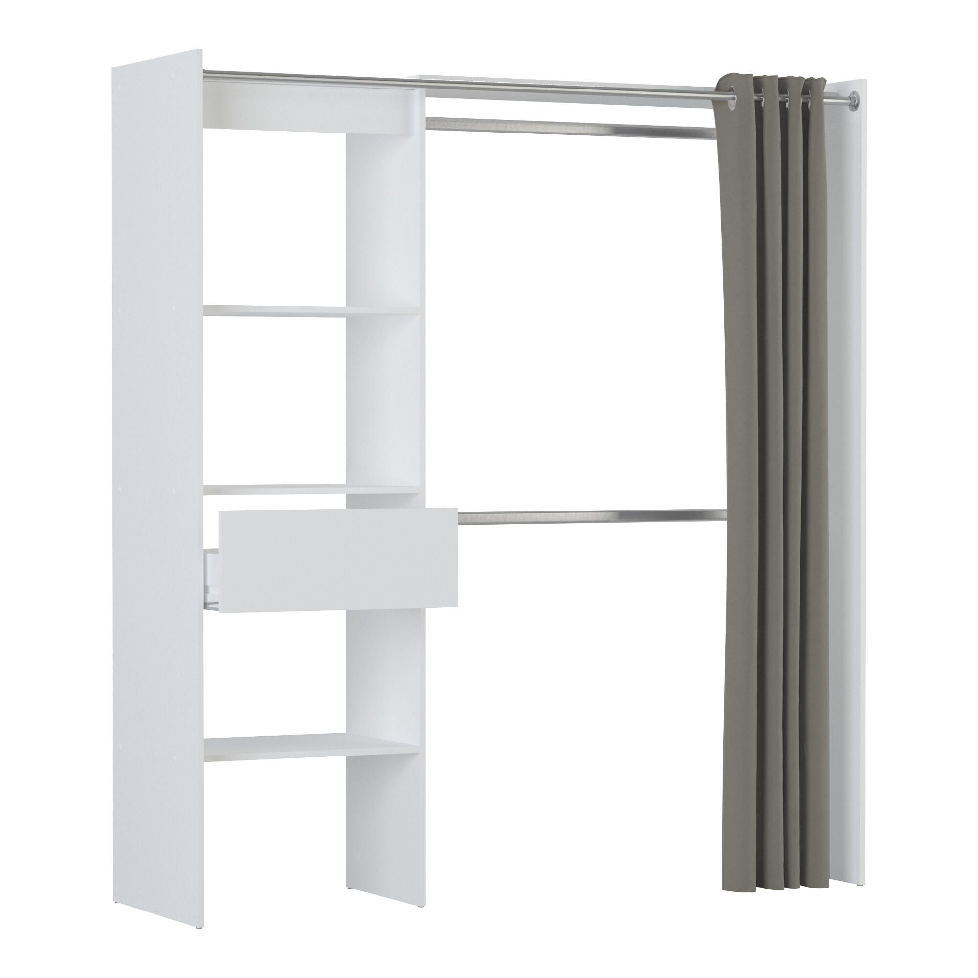 Open Kledingkast Chicago – Wit, 187 cm Hoog, Flexibele Opbergoplossing