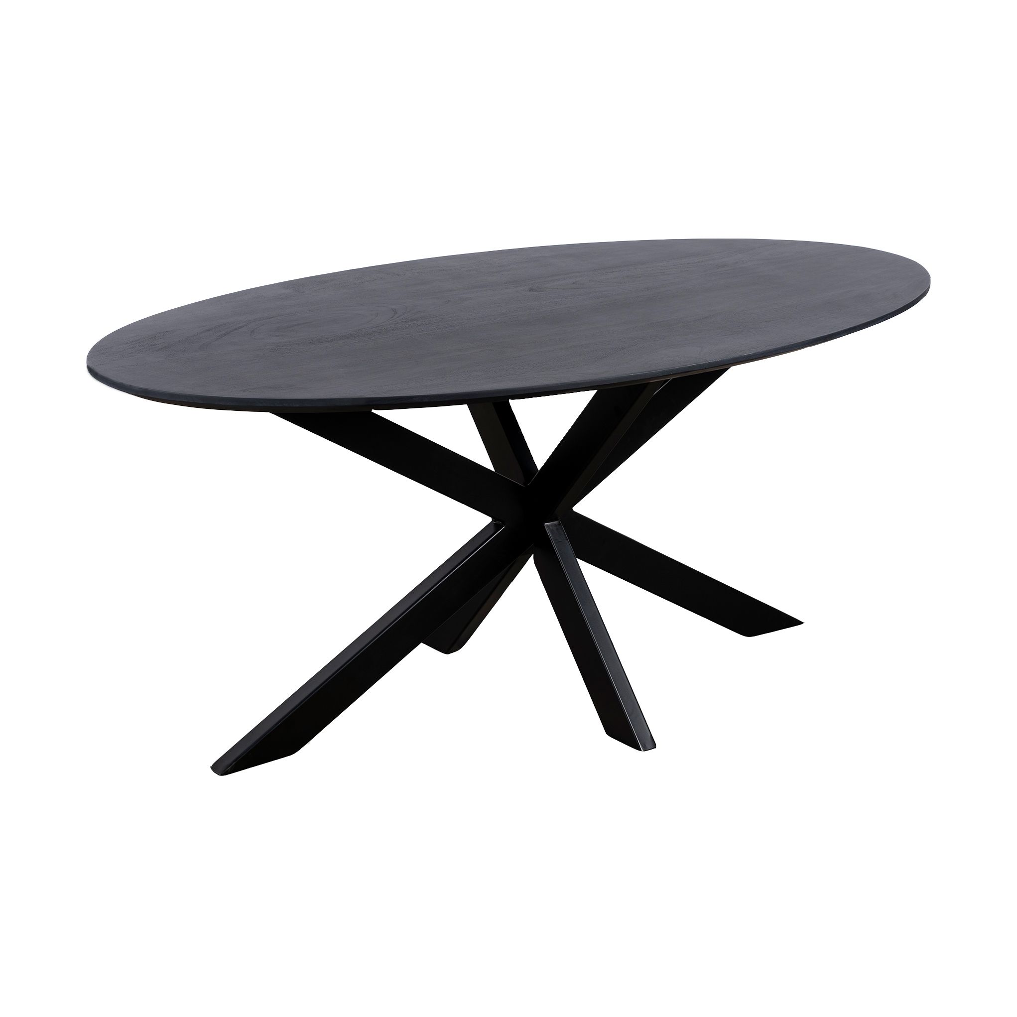 Optimale eettafel voor jouw eetkamer – QUVIO Sofia ovaal, 180 × 90 cm, zwart mangohout & stalen kruispoot