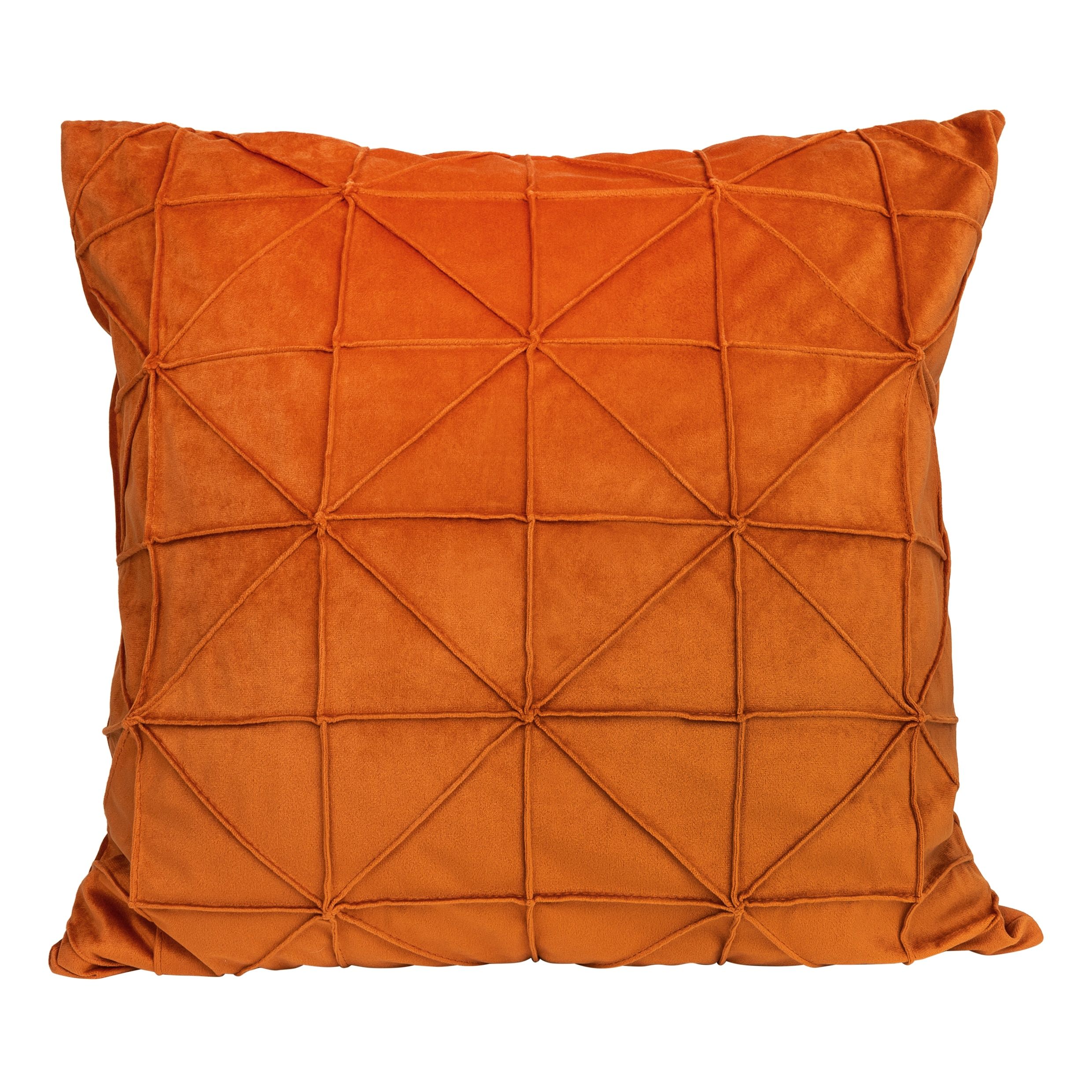 Oranje Fluwelen Kussenhoes 50×50 cm – QUVIO Geruit met Driehoek
