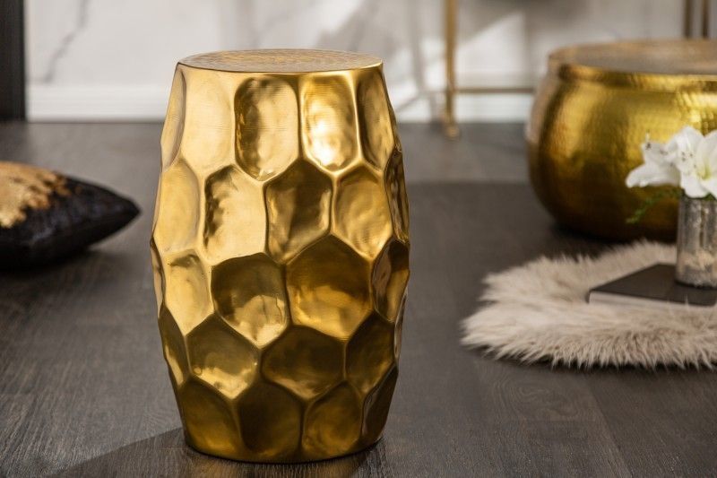 Organische Bijzettafel ORIENT 50 cm – Luxe Goud Metaal, Handmatig Gemaakt