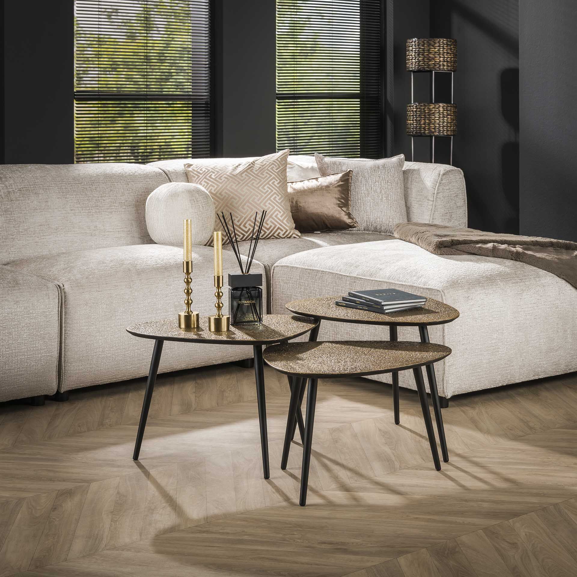 Organische Salontafel Corky Metallic – Set van 3 in Antiek Brons