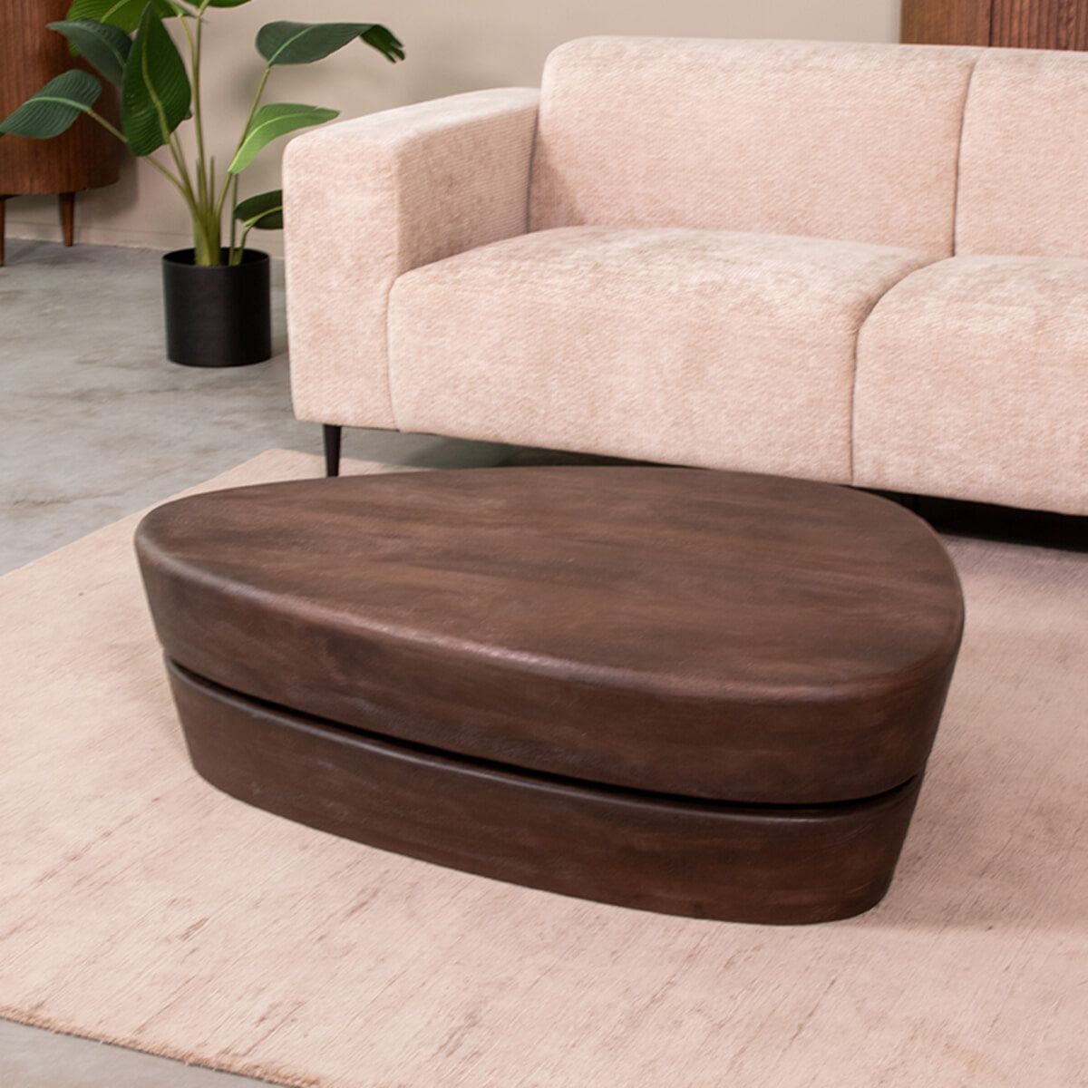 Organische Salontafel Javi – Luxueus Espresso Mangohout 110 × 80 cm