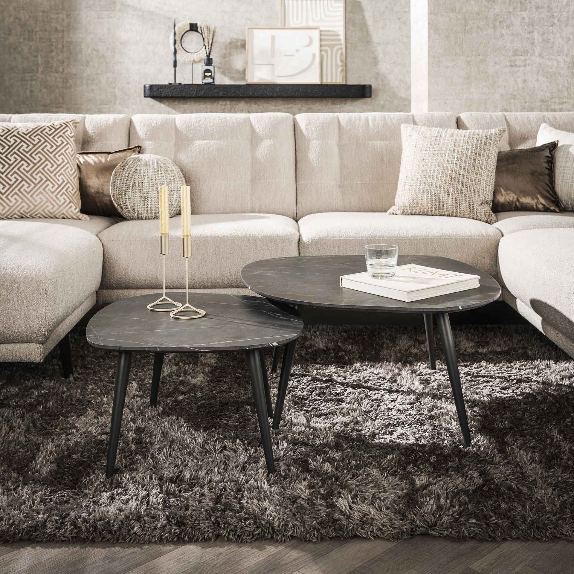 Organische Salontafel Kora Set van 2 – Trendy keramieklook van LifestyleFurn