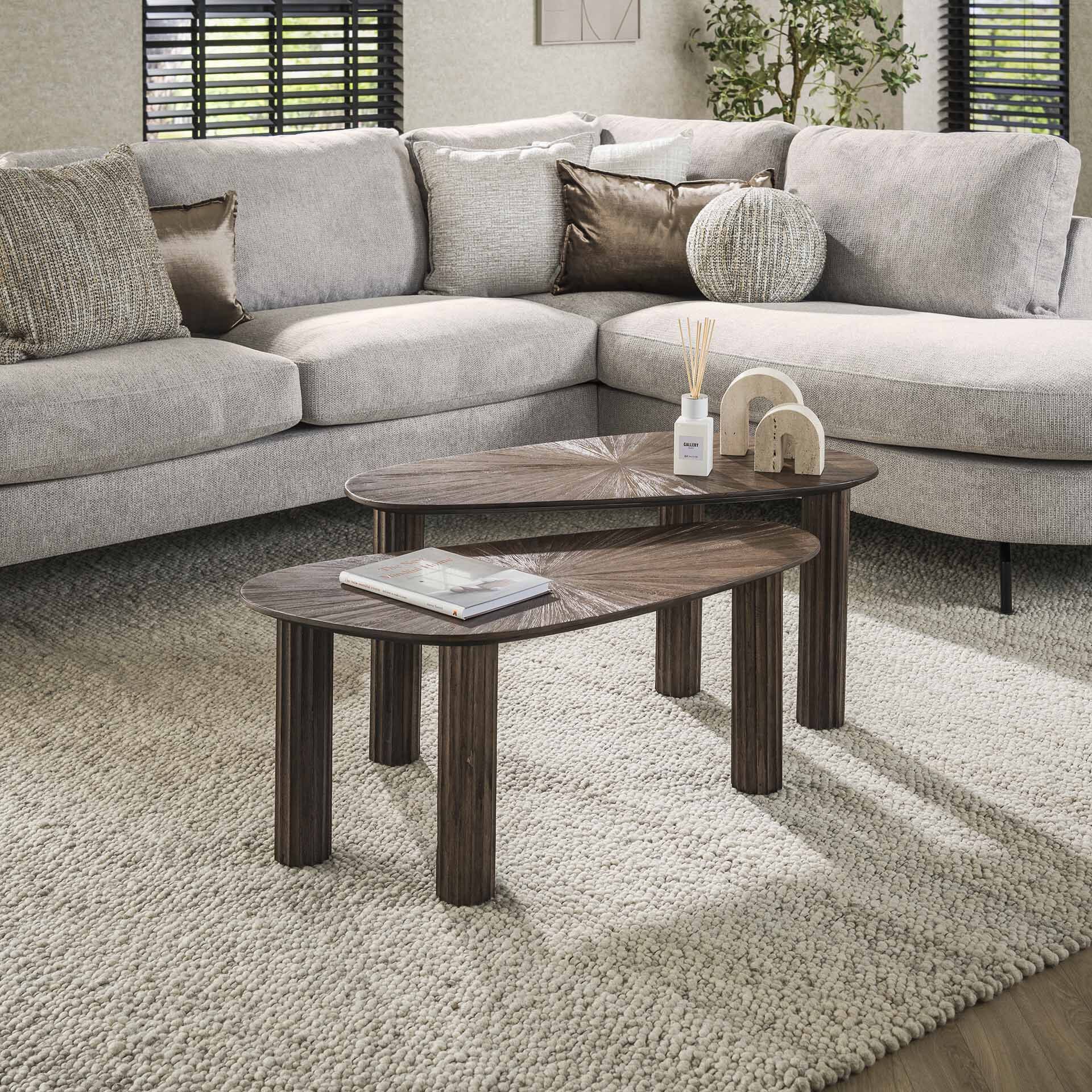 Organische Salontafel Set Sadaf – Luxe Teakhout voor een Warm Interieur