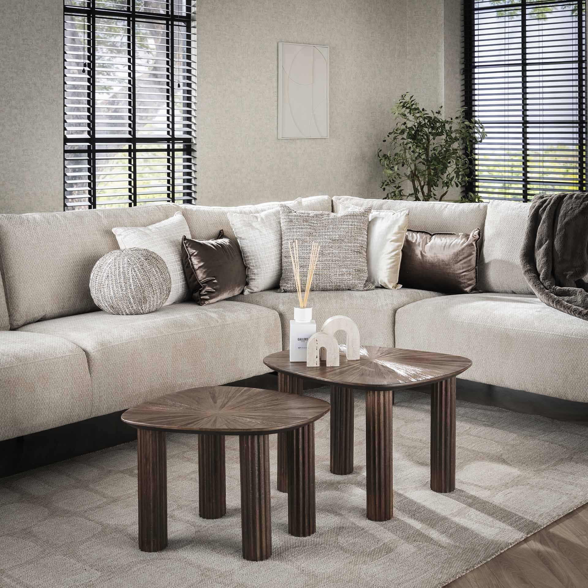 Organische Salontafel Set Sadaf – Luxe Teakhout voor een Warm Wooninterieur
