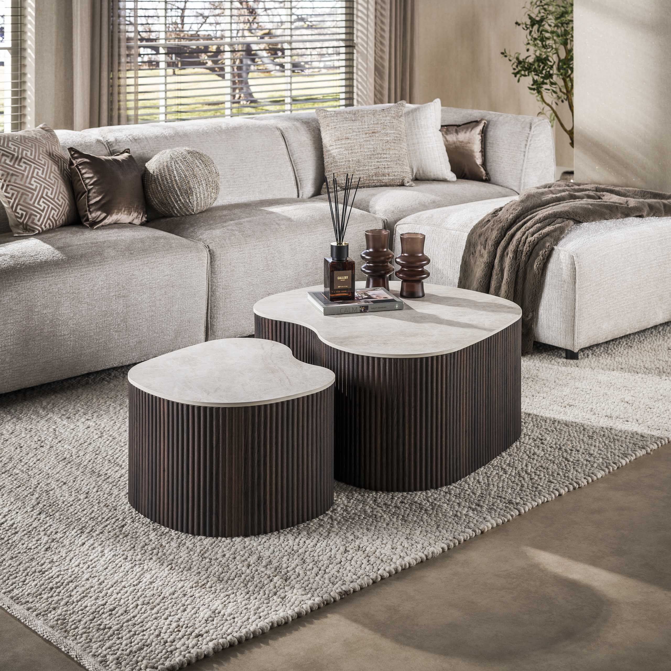 Organische Salontafel Set van 2 – LifestyleFurn Akai in Taj Mahal‑look
