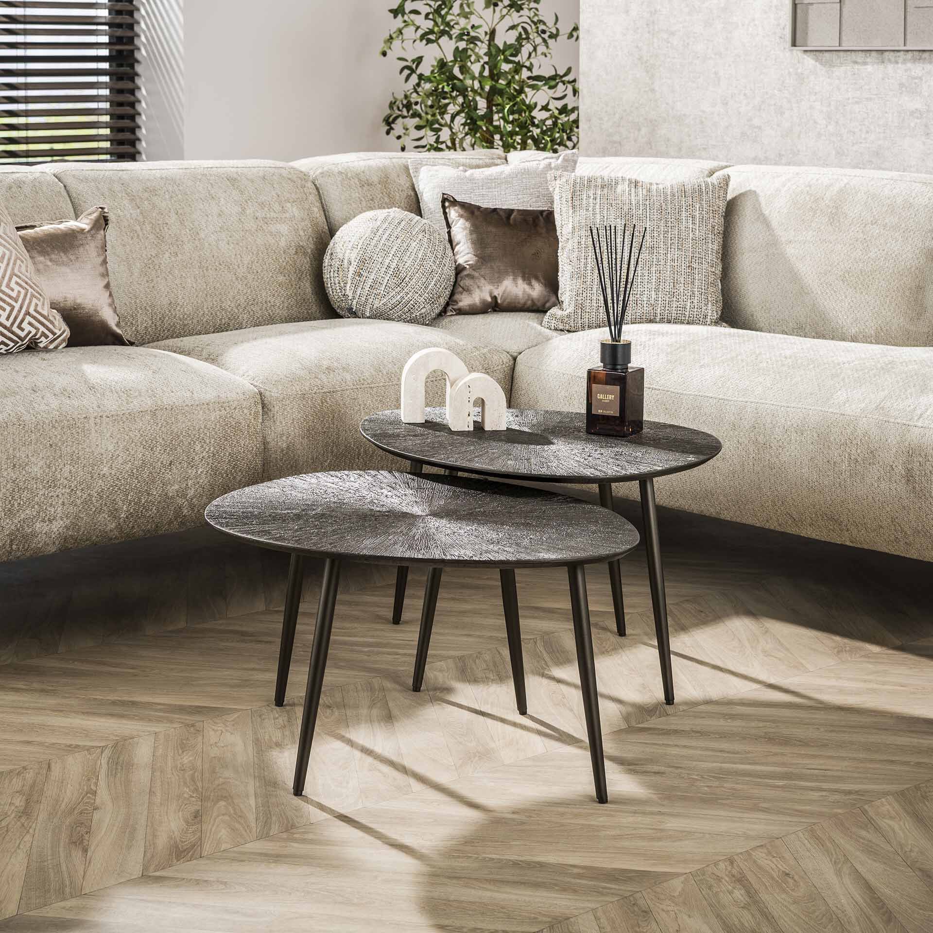 Organische Salontafel Teara Ray Metal – Set van 2 in Brons donkerbruin