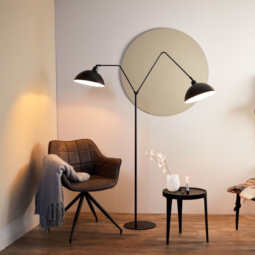 Orion 2‑Lamppar Vloerlamp – Strakke Zwarte Elegantie voor Elke Ruimte
