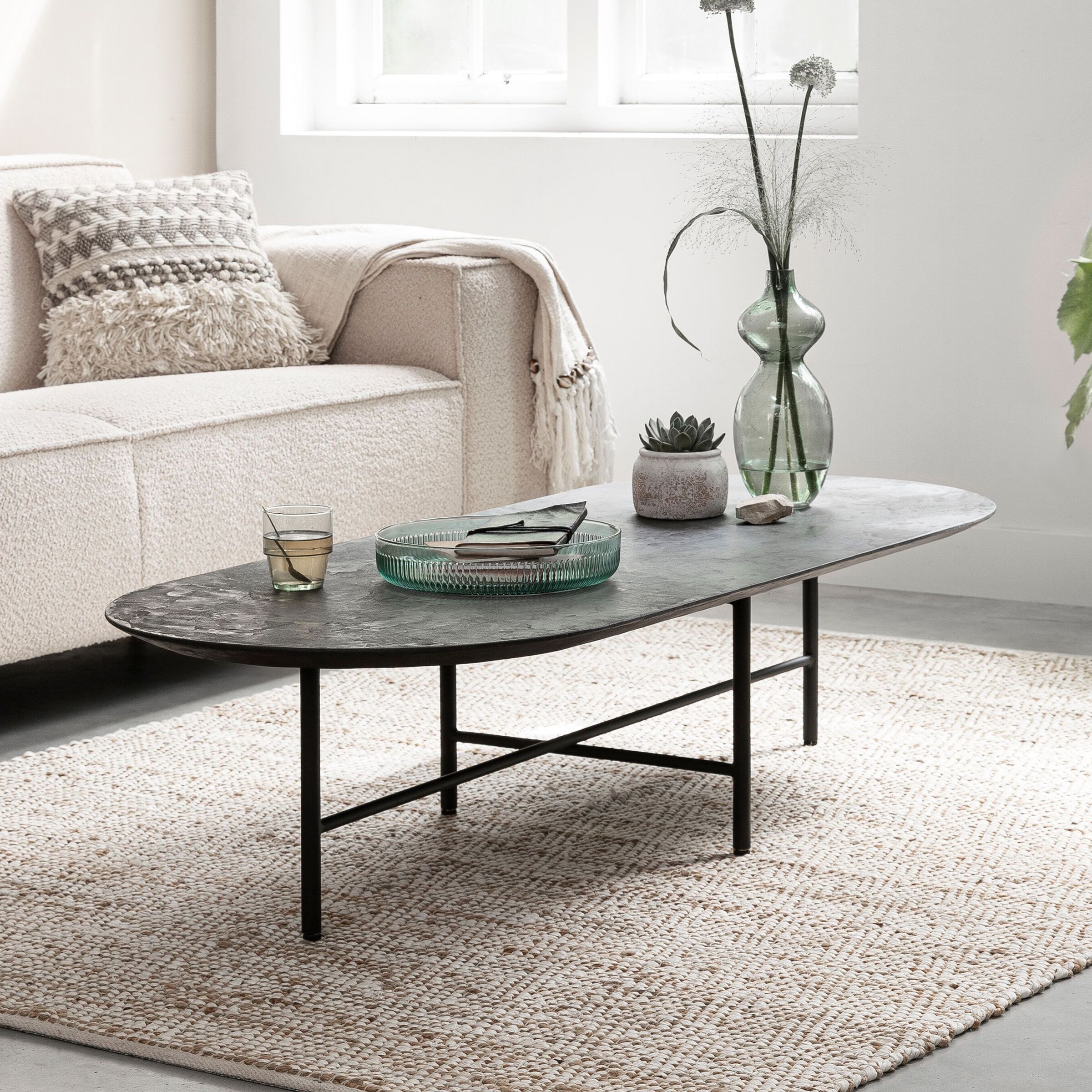Ovale Salontafel Soho in Betonlook – Moderne Elegantie voor je Woonkamer