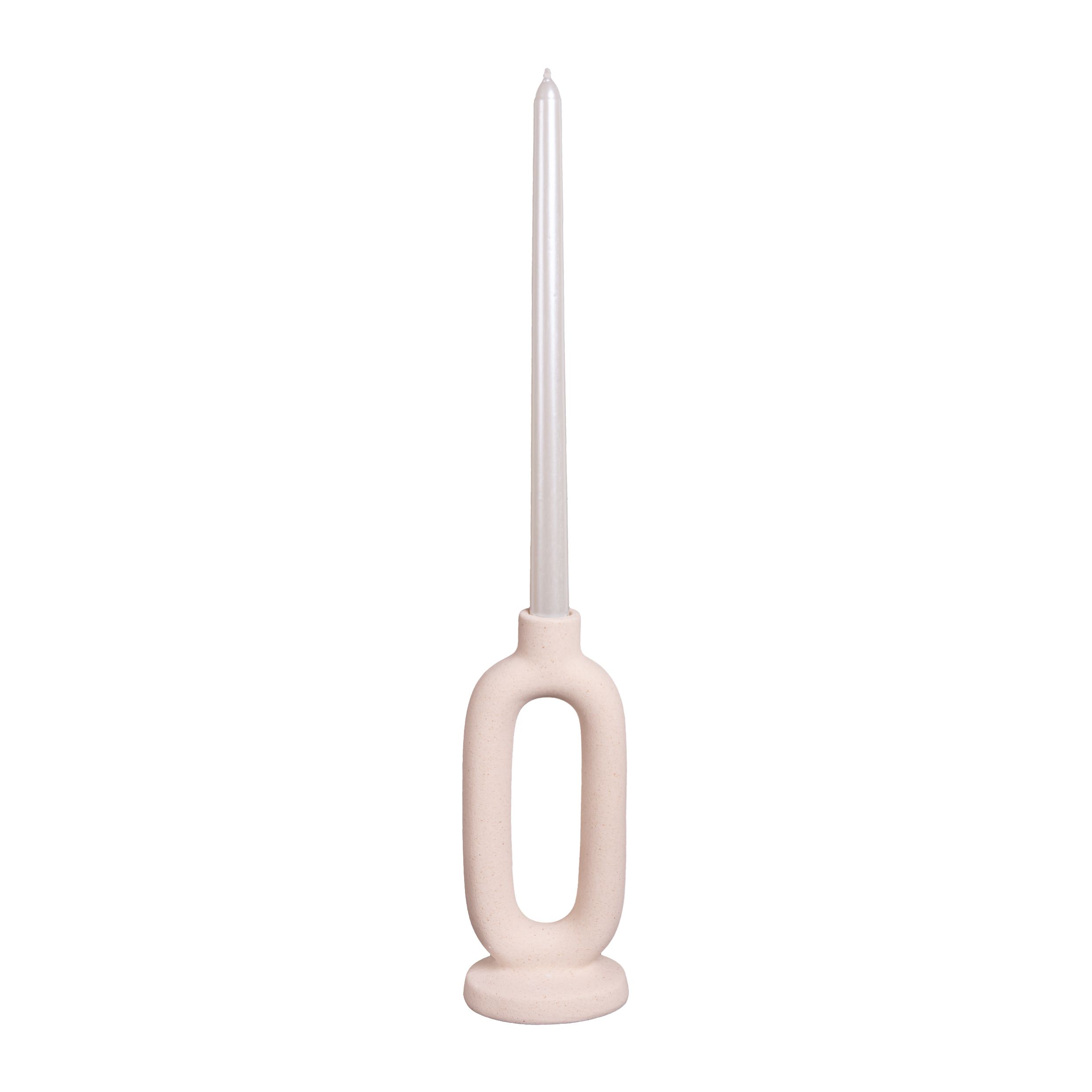 OVALLE QUVIO KAARSENHOUWER – Tijdloze Elegantie in Gebroken Wit Keramiek