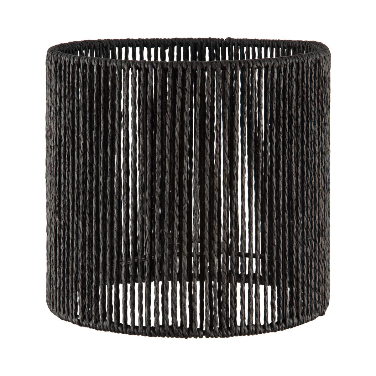 Papieren Woven Lampenkap – Zwart, cilindrisch 20 cm x 17 cm – Modern & Handgeweven
