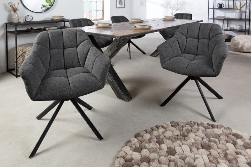PAPILLON Bureaustoel – Antraciet met Zwart Frame – Decoratief & Gewatteerd