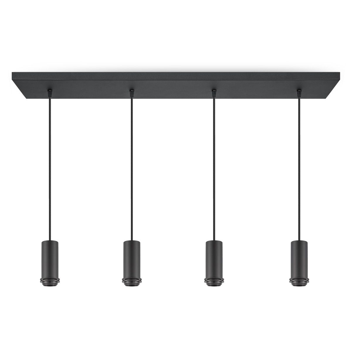 Pendel XXL – Grote Zwarte Metalen Hanglamp met 4 LED‑Armaturen