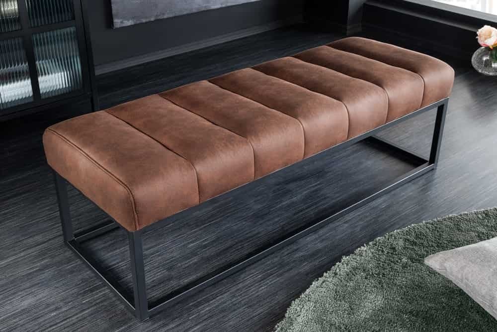 Petits Beauté bank 110 cm – Antiekbruine microvezel met zwart metalen frame | Invicta Interior