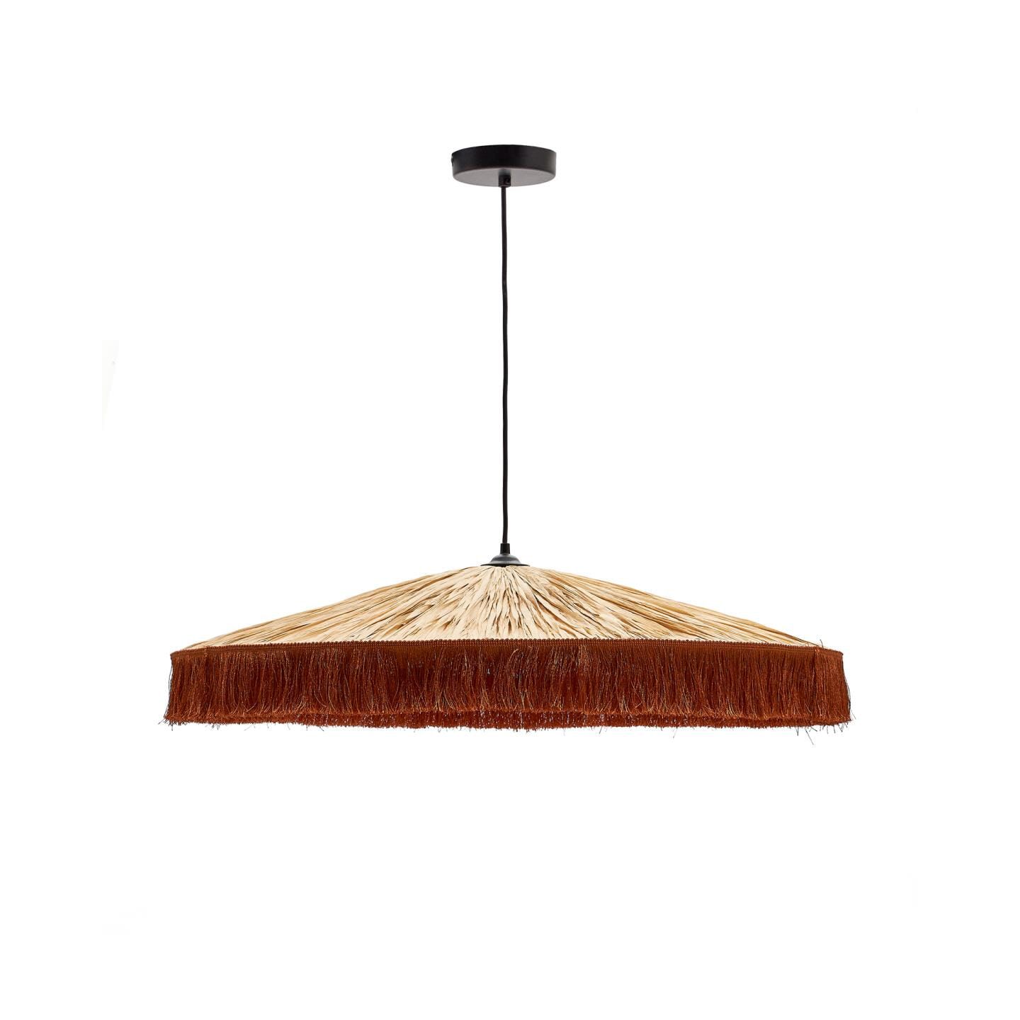 Pollensa Hanglamp van Kave Home – Natuurlijke Raffia met Terracotta Accenten