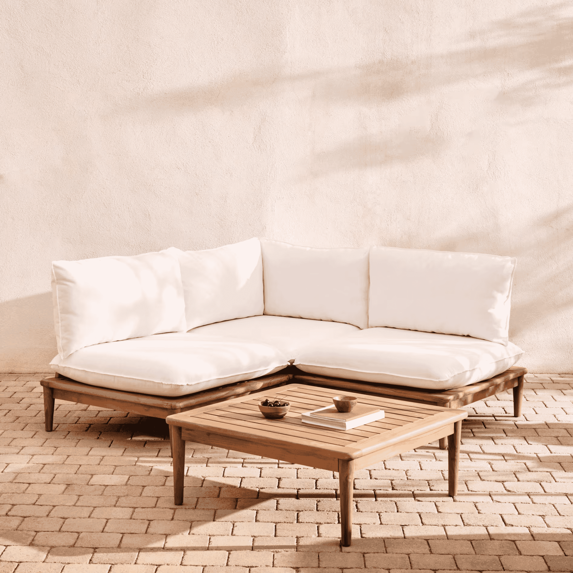 Portitxol Modulaire Loungeset van Kave Home – Luxe Teakhouten Buitensalon in Wit