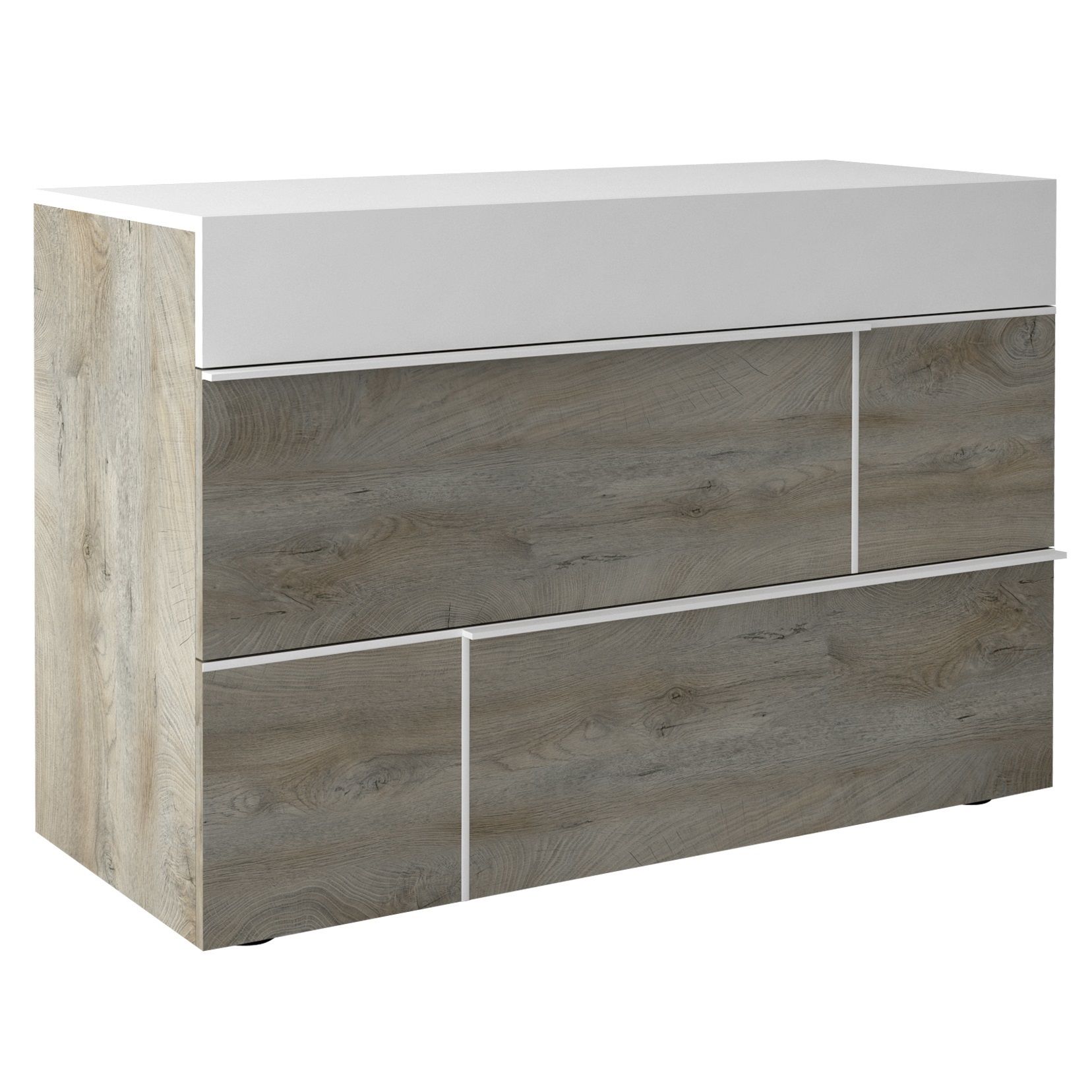 Prado nachtkast – 120 cm endgrain eiken met matte witte afwerking
