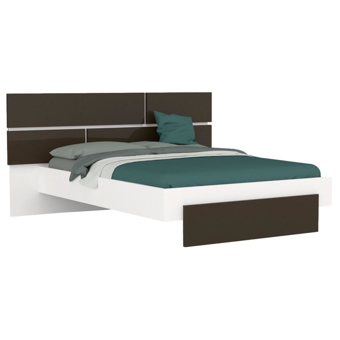 Prado tweepersoonsbed 180 × 200 cm in hoogglans wit‑grijs – modern comfort voor elke slaapkamer