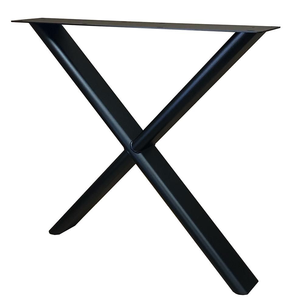 Premium Stalen Tafelpoot X – Ovale Koker 75×10 cm, Zwart, 73 cm Hoog