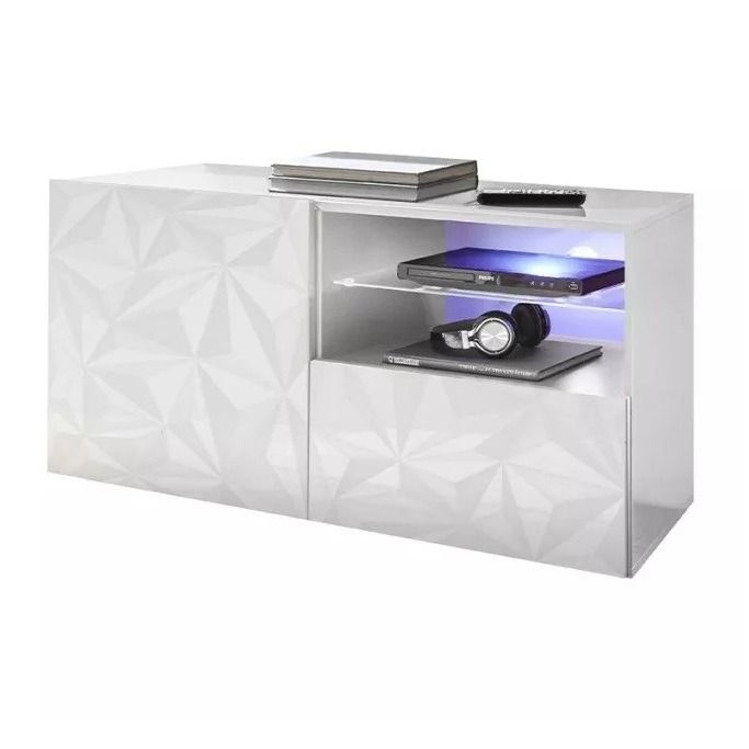 Prisma TV‑meubel 122 cm – Hoogglans wit van Pesaro Mobilia
