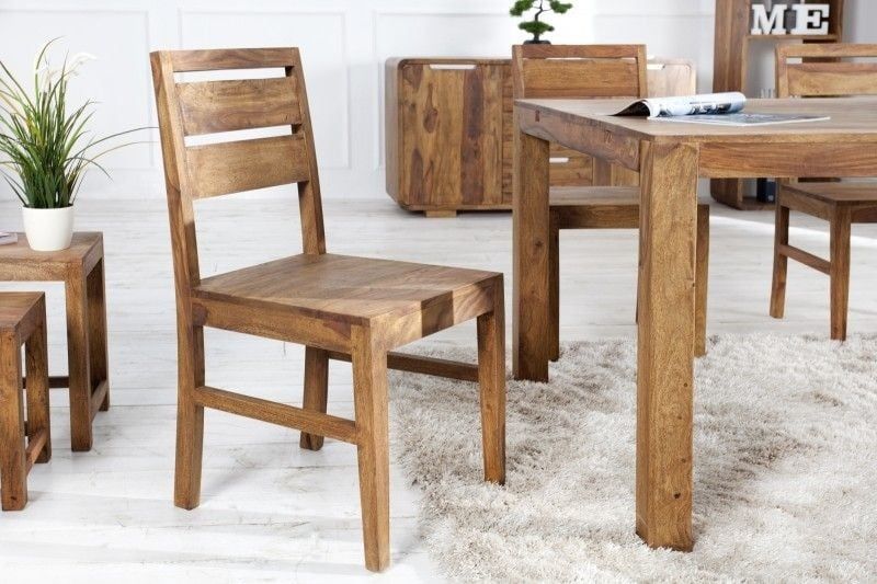 PURE Sheesham eetkamerstoel – massief hout met unieke nerf