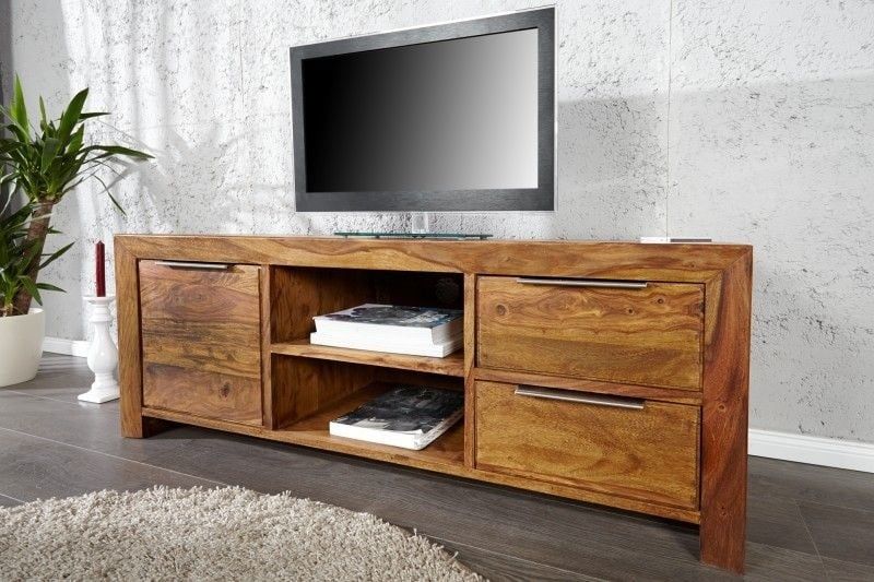 Pure Sheesham lowboard 135 cm – massief tv‑meubel met steenafwerking van Invicta Interior