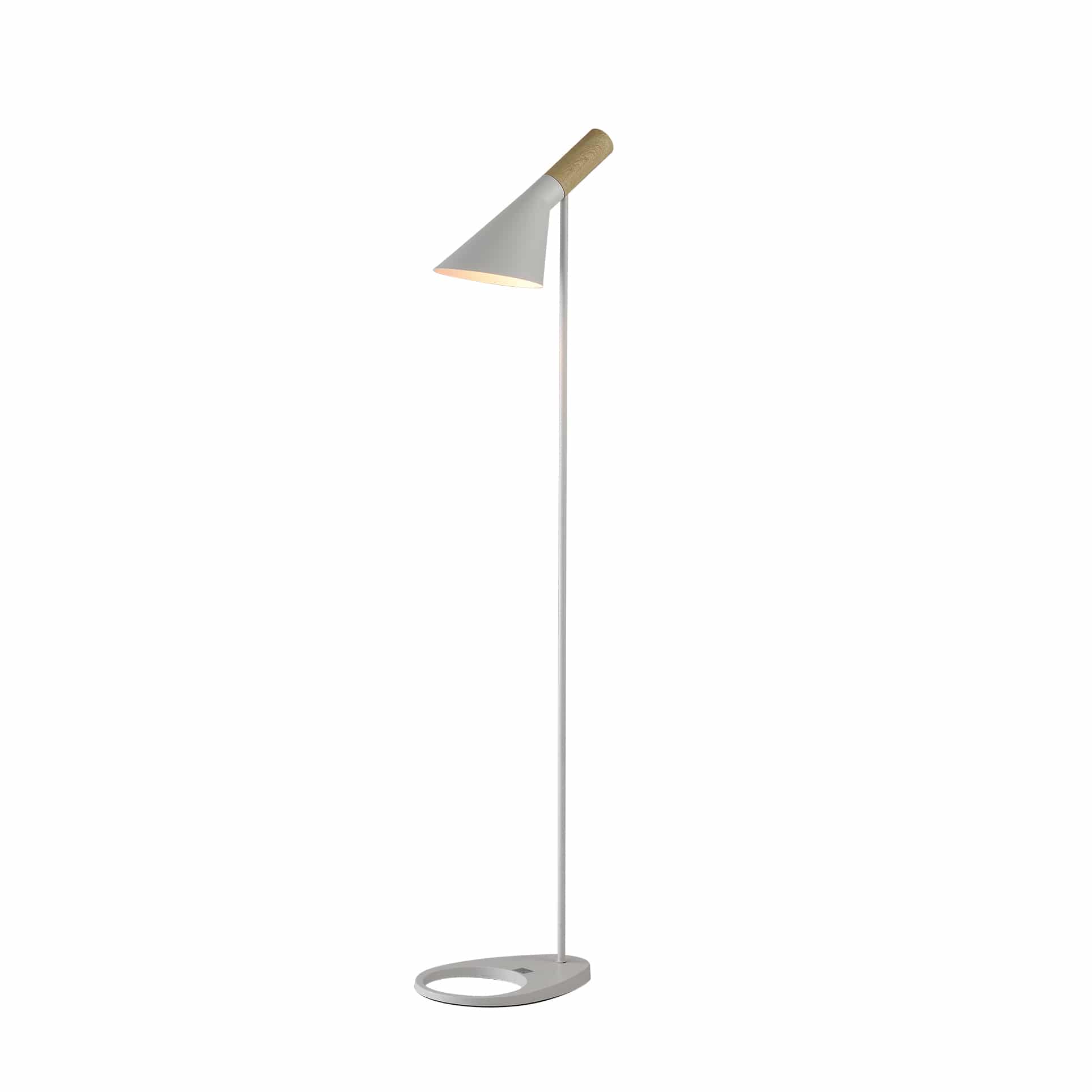 Q U V I O Scandinavische Vloerlamp – Verstelbare Kap in Wit & Hout