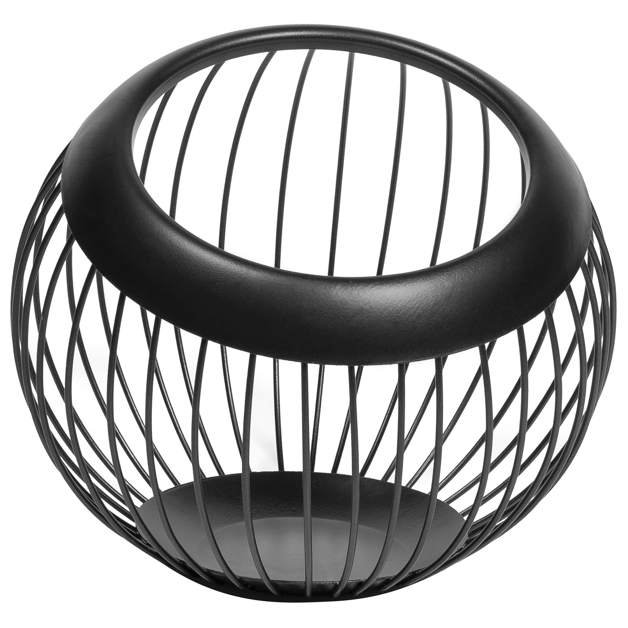 Q UVIO Bolvormige Fruitschaal van Draadstaal – Zwart (20 × 19 cm)