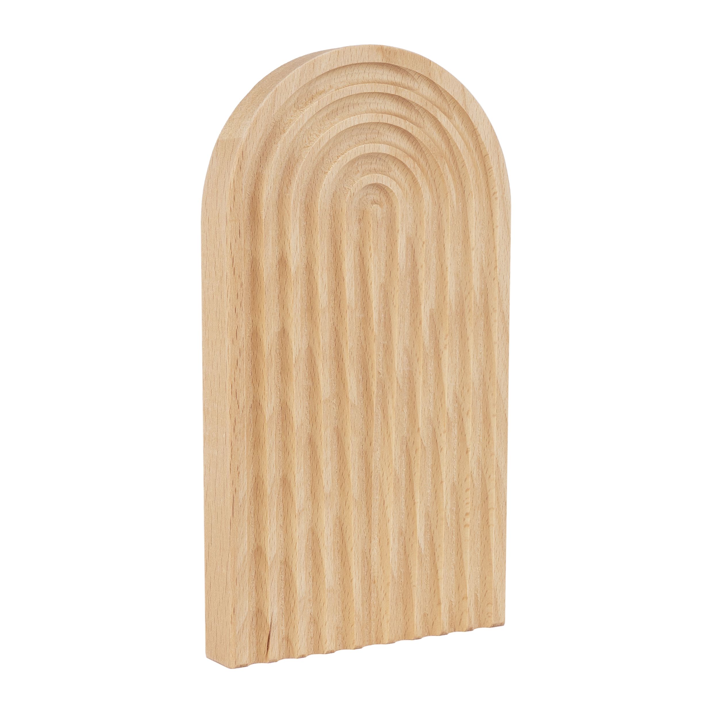 Q‑UVIO Houten Decoratieve Tray met Regenboogmotief – Lichtbruin