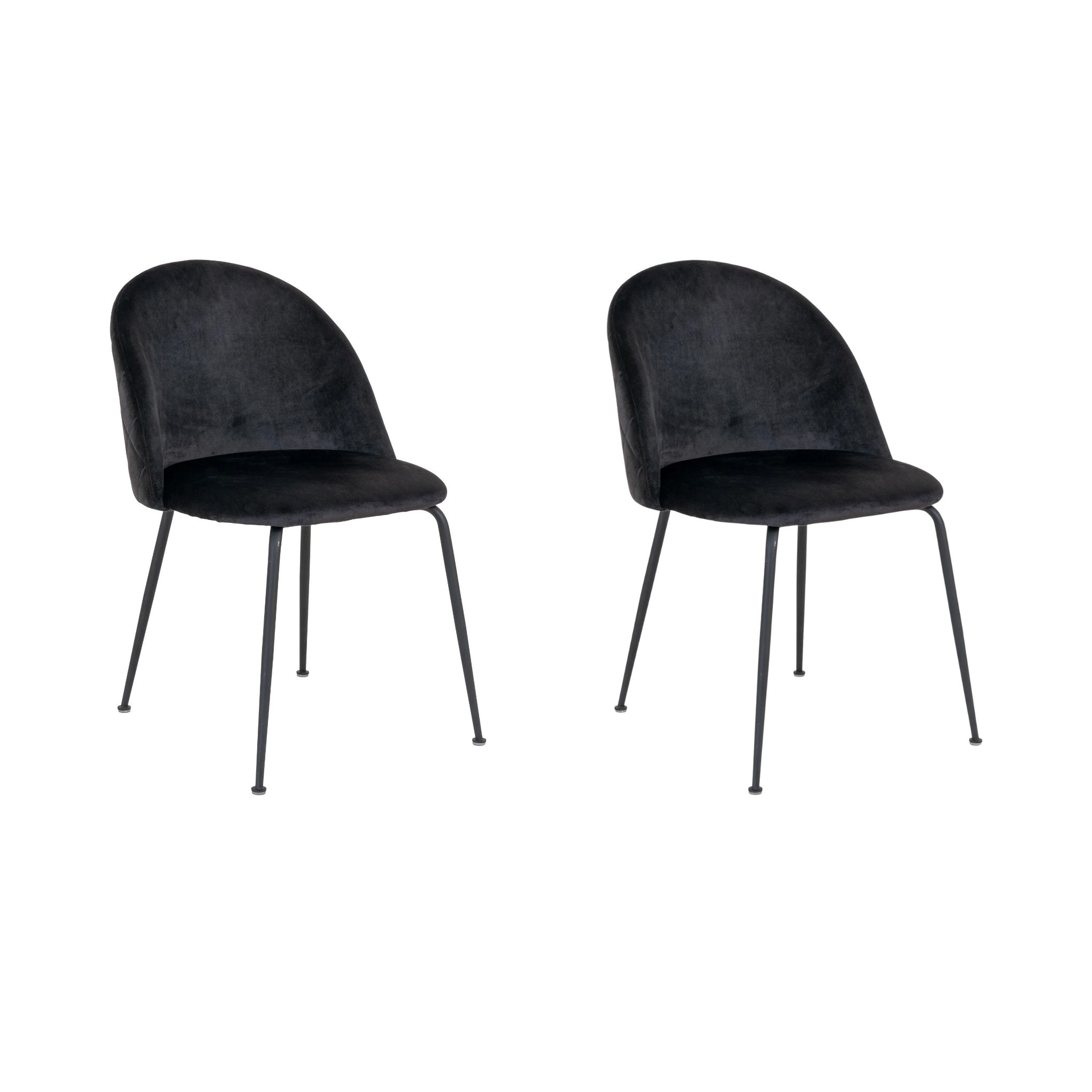 Q UVIO Lowen Fluwelen Eetkamerstoelen – Zwarte Set van 2