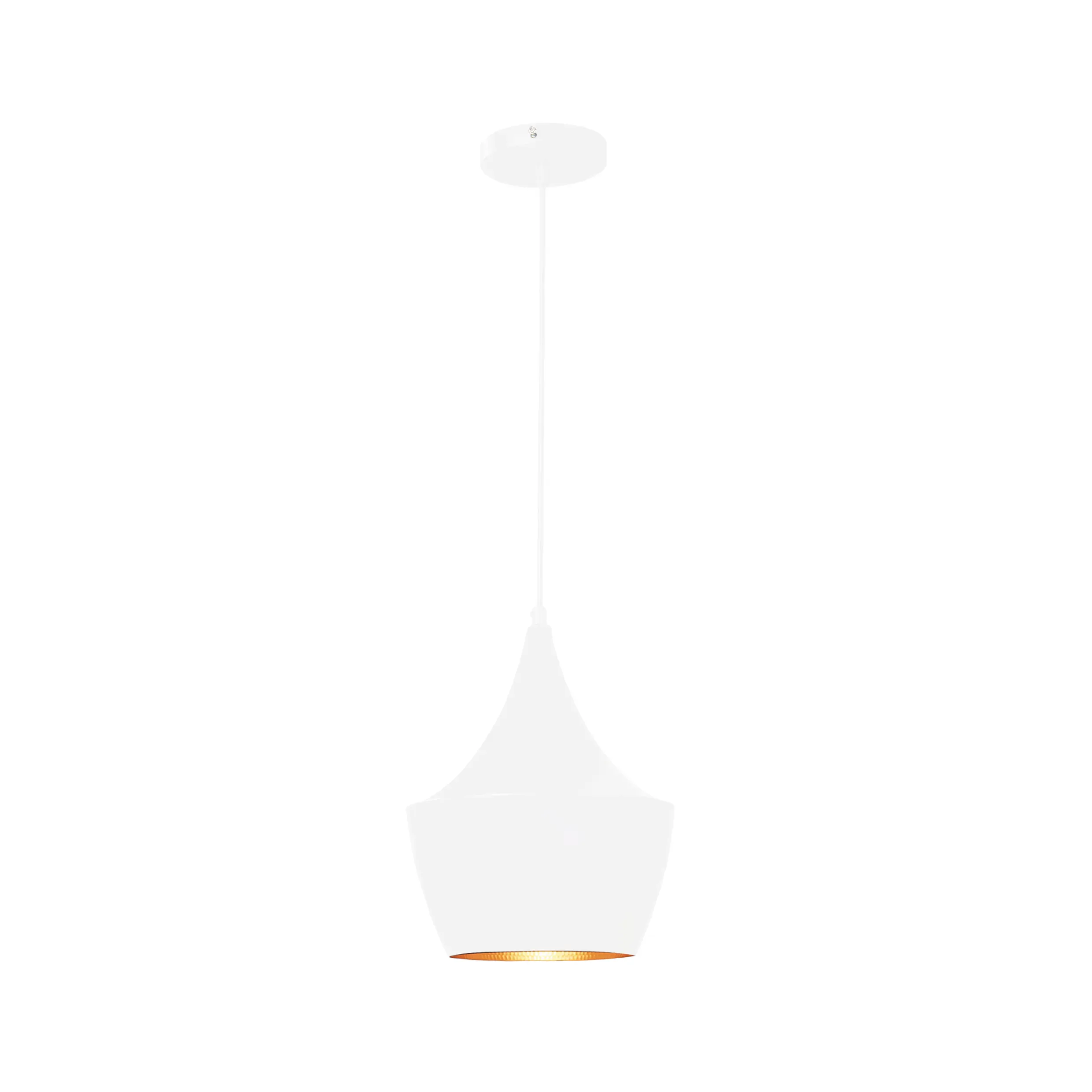 Q UVIO ronde hanglamp met witte buitenkant en koperen binnenkant – modern, dimbaar en verstelbaar