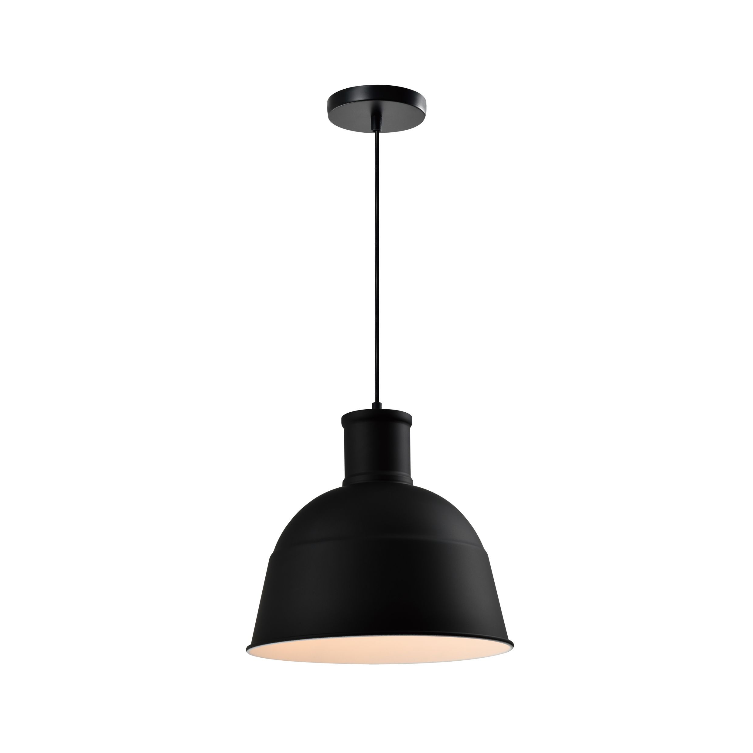Q UVIO ronde industriële hanglamp – zwart, dimbaar, 33 cm