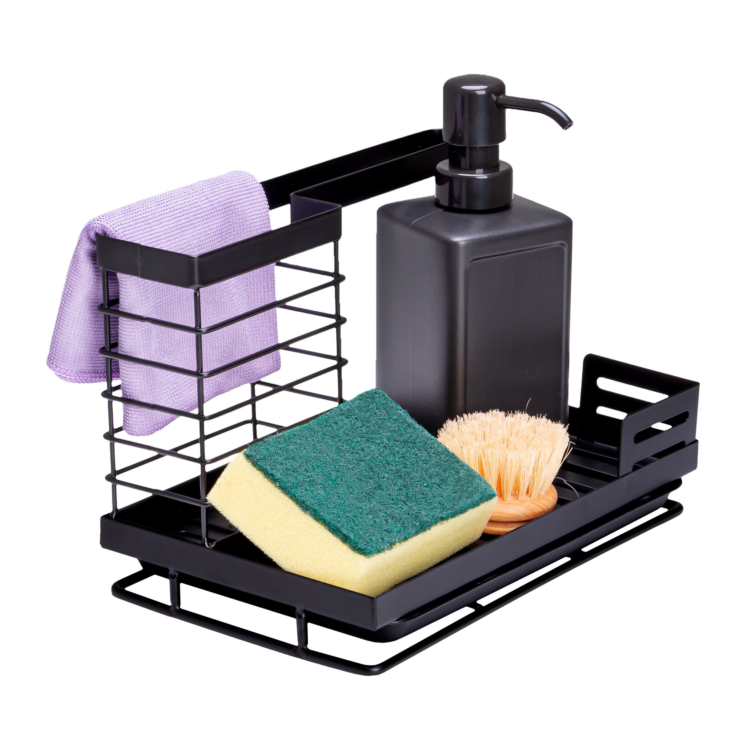 Q‑UVIO Zwarte Aanrechtorganizer – Moderne Metalen Oplossing voor Een Opgeruimd Keuken
