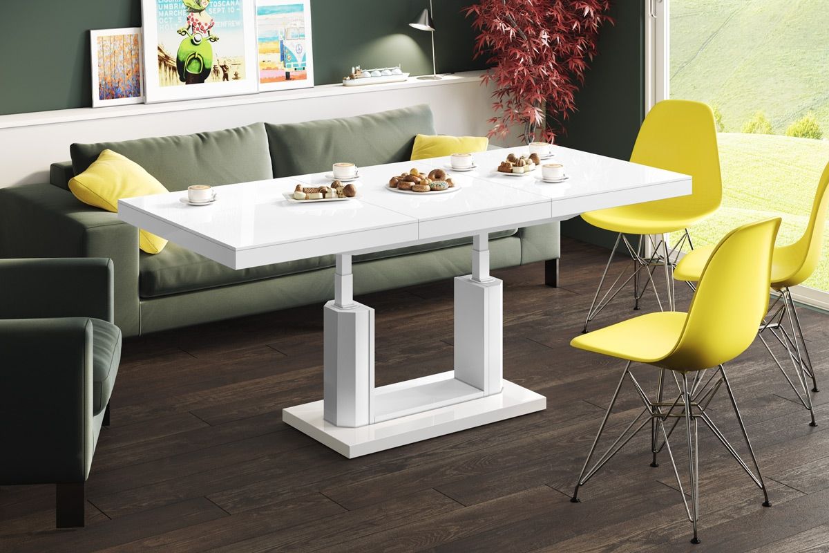 Quadro Lux uitschuifbare salontafel – van 120 cm tot 170 cm in hoogglans wit