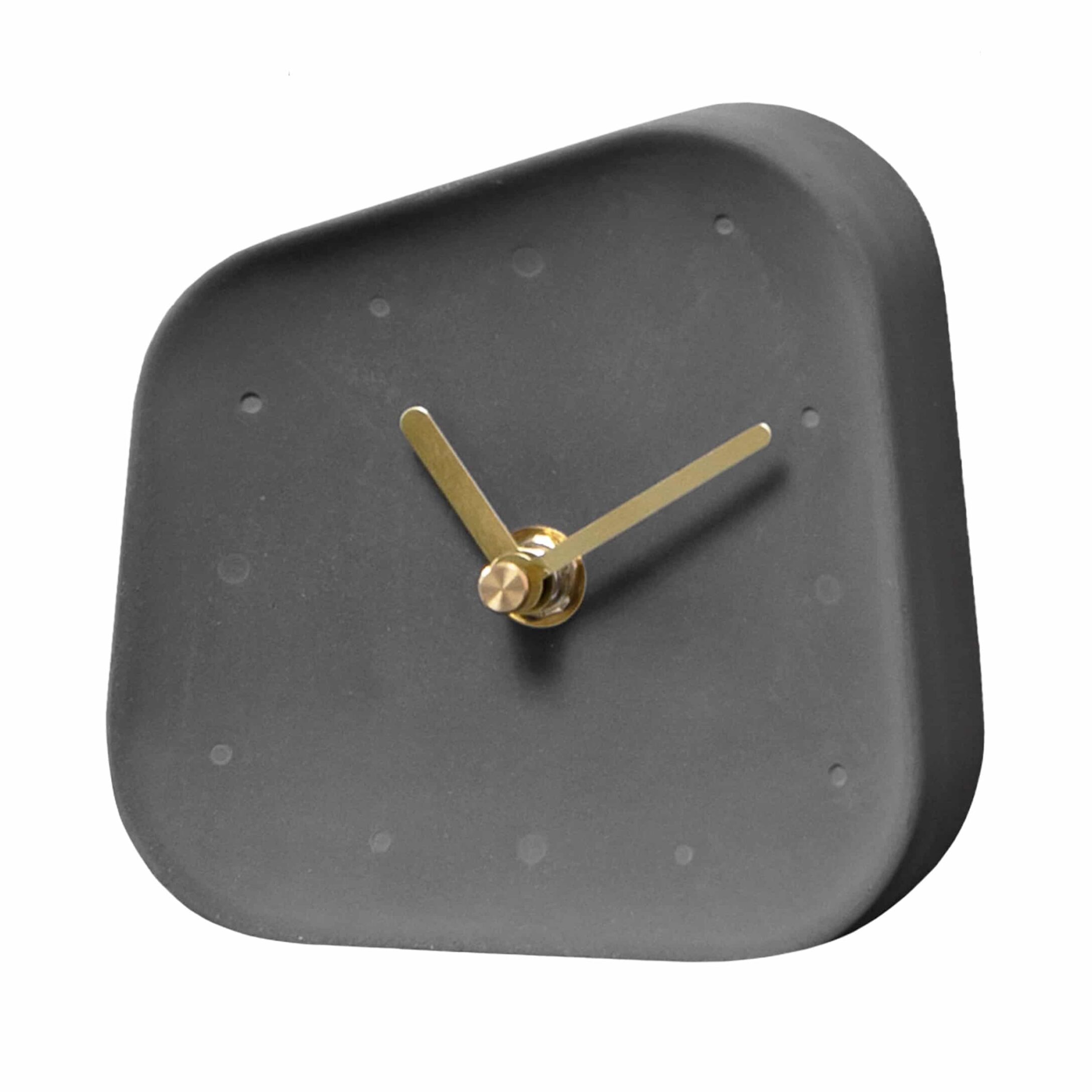 QUVIO Antraciet Betonnen Tafelklok – Modern design met gouden wijzers