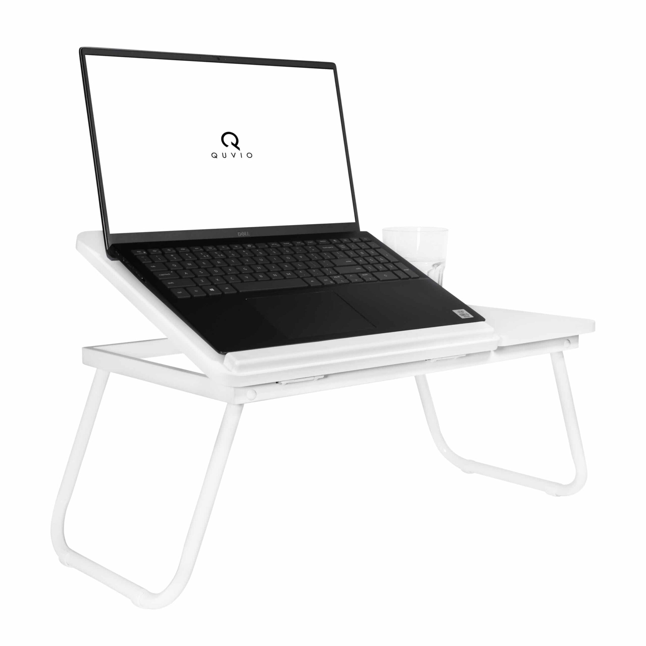 QUVIO Bedtafel met Bekerhouder – Verstelbaar & Opvouwbaar in Wit