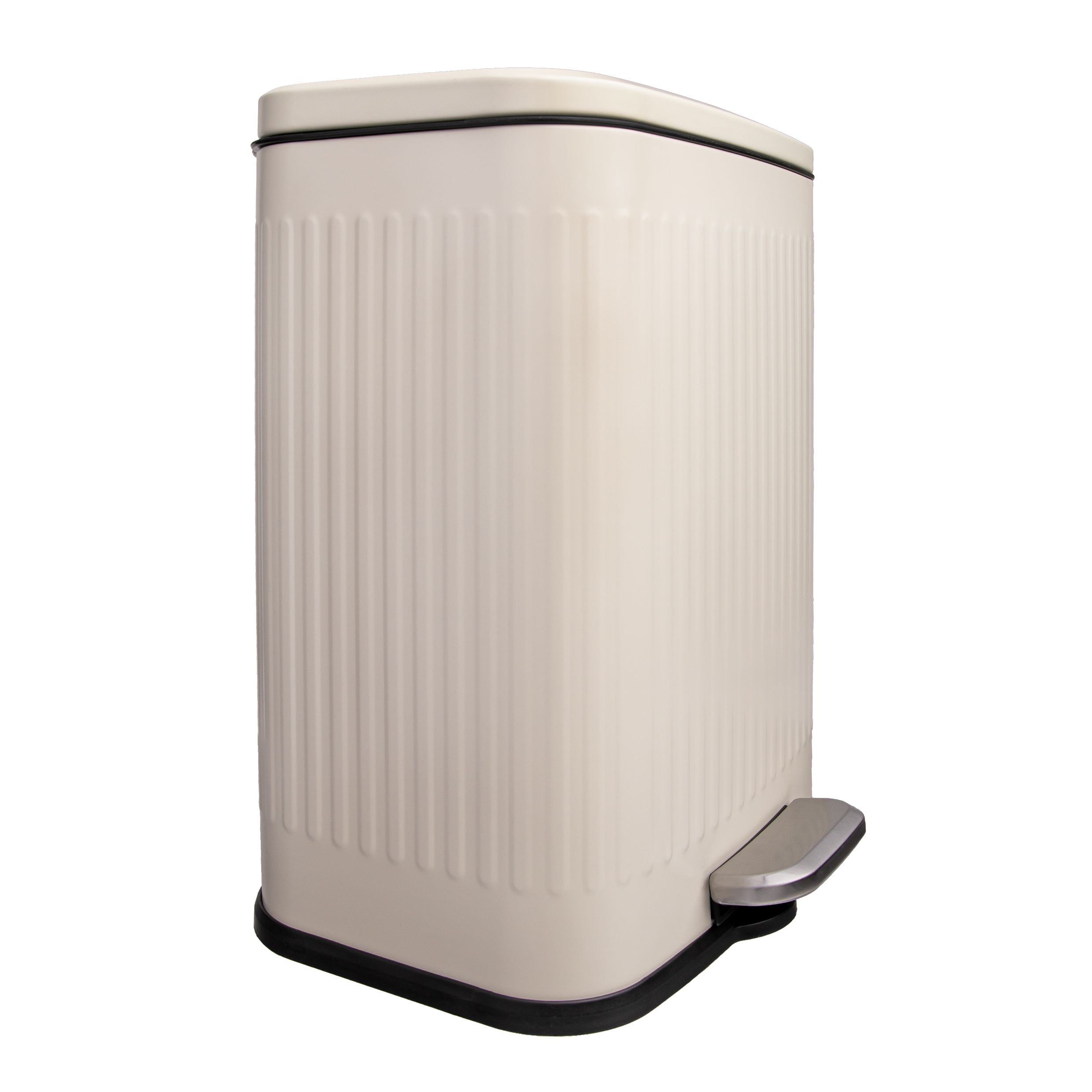 QUVIO Beige Metalen Prullenbak 13 L – Strak en Functioneel