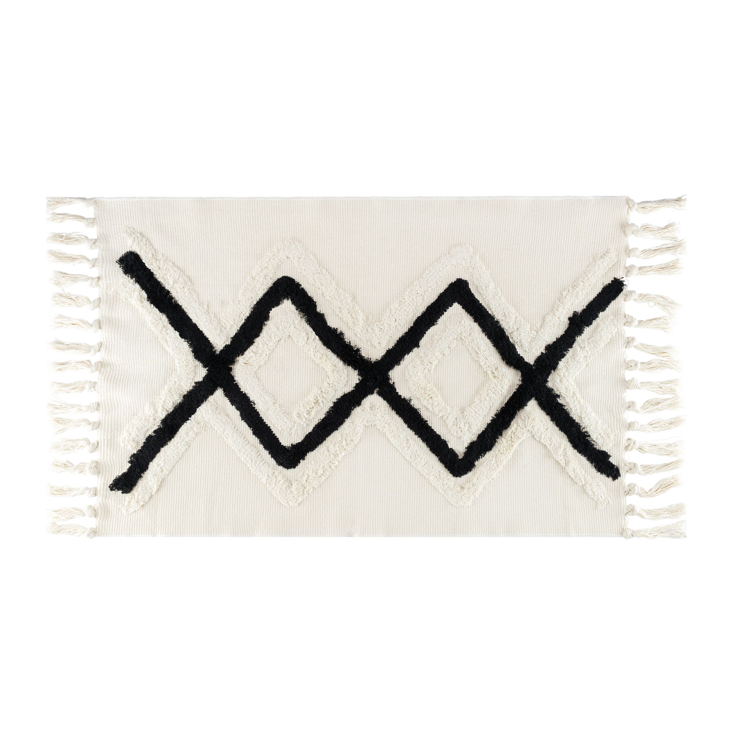 QUVIO Bohemian Vloerkleed 60 × 110 cm – Stijlvol Ruitpatroon met Franjes