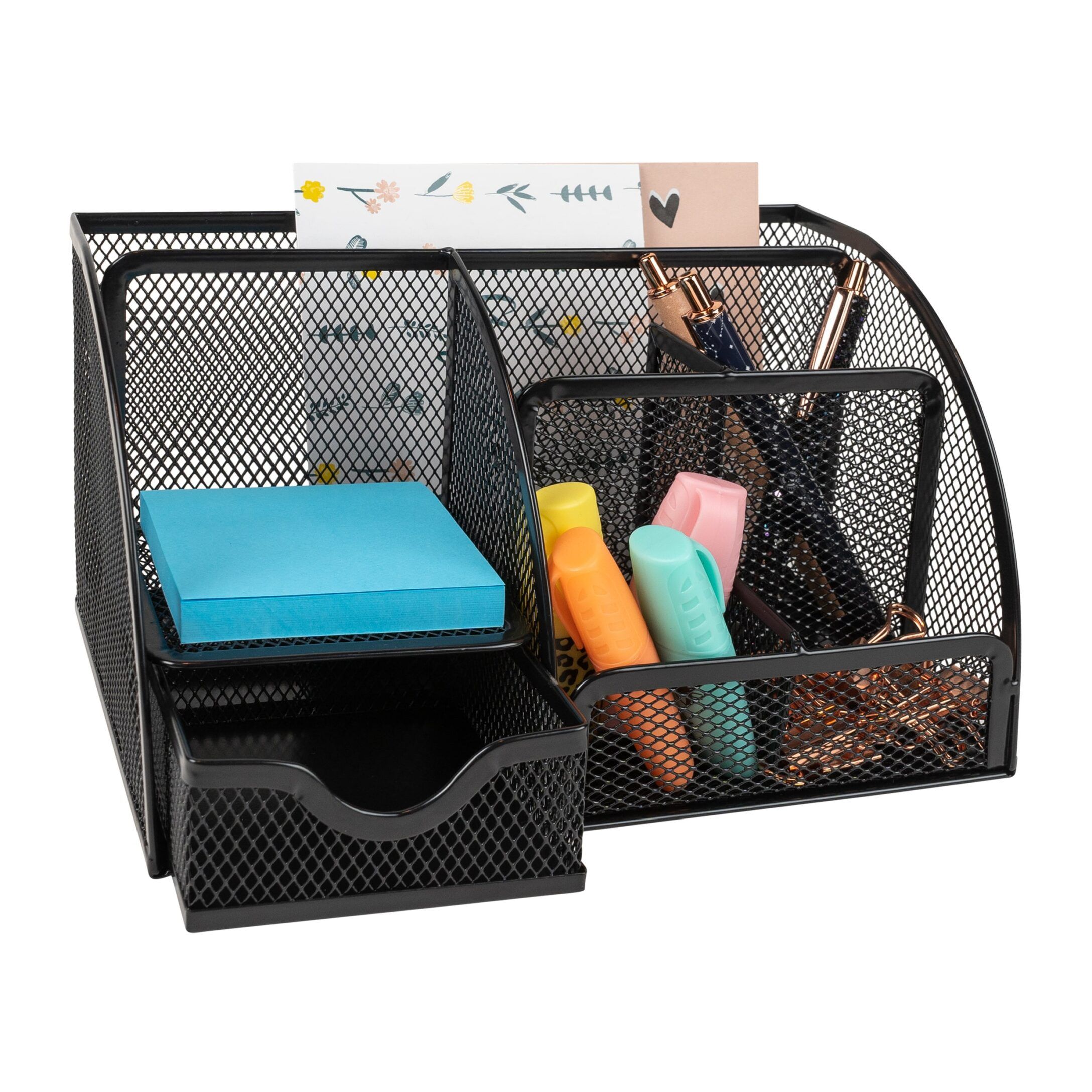 QUVIO Desk Organizer – Strakke Zwarte Opbergoplossing met Lade