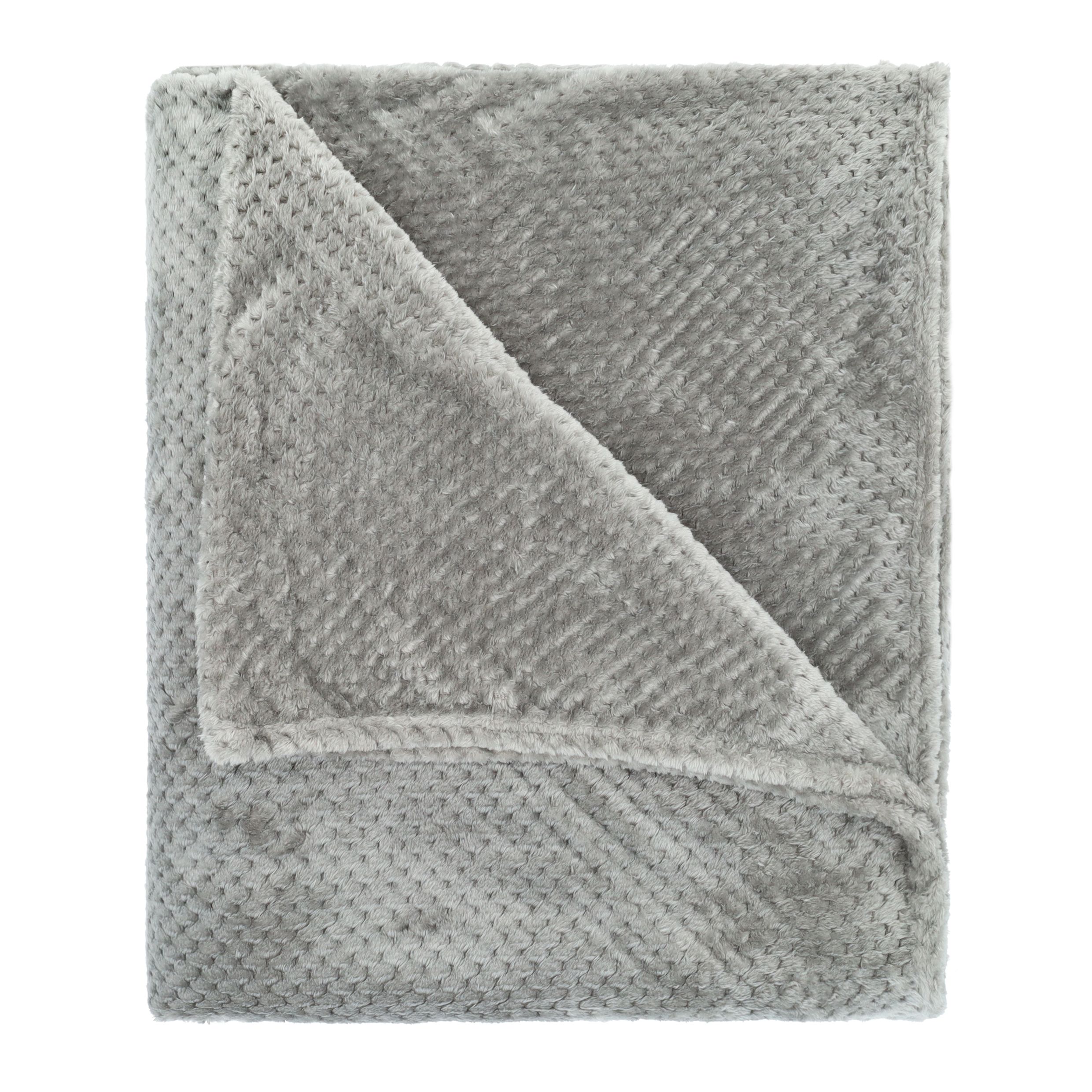 QUVIO fleece plaid – grote grijze warme deken voor bank & bed (200 × 230 cm)