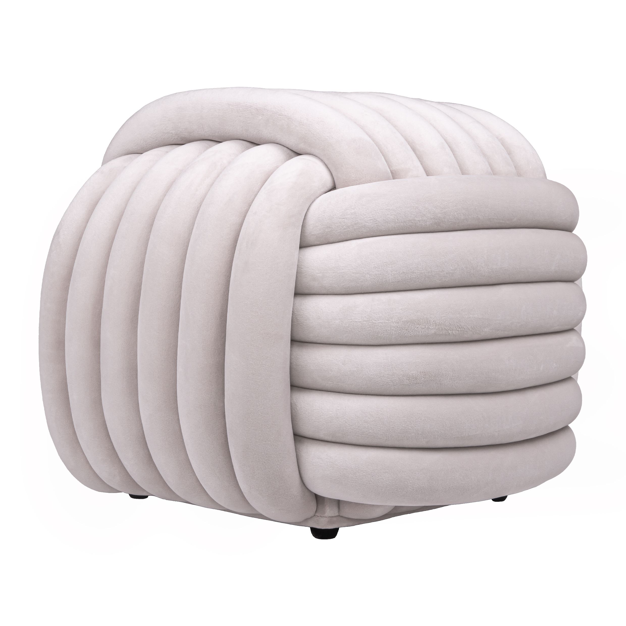 QUVIO Geknoopte Poef 45 × 45 × 42 cm – Comfortabel en Stijlvol in Beige