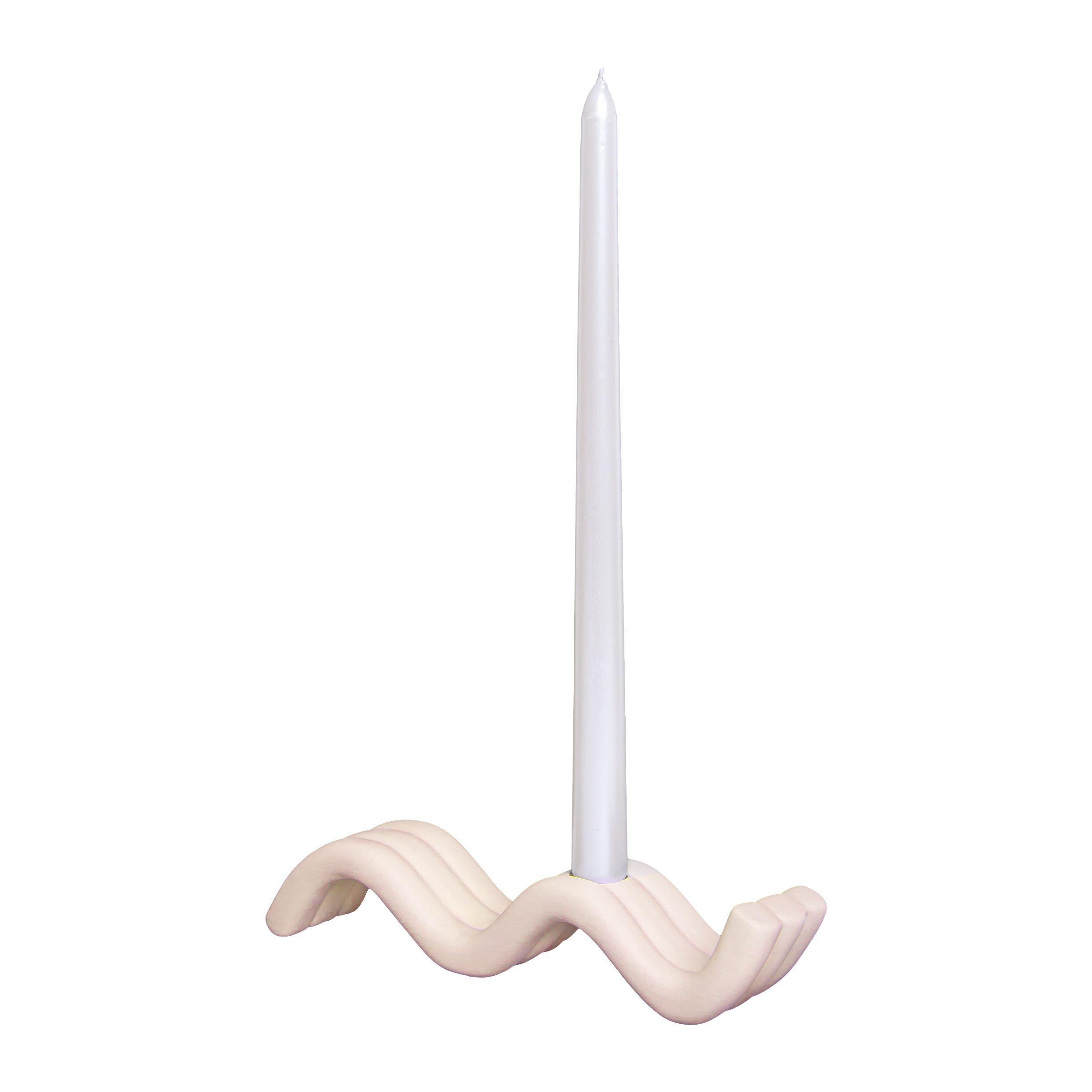 QUVIO Golvende Kandelaar in Beige Keramiek – Elegante Kaarsenhouder voor Japandi Interieurs