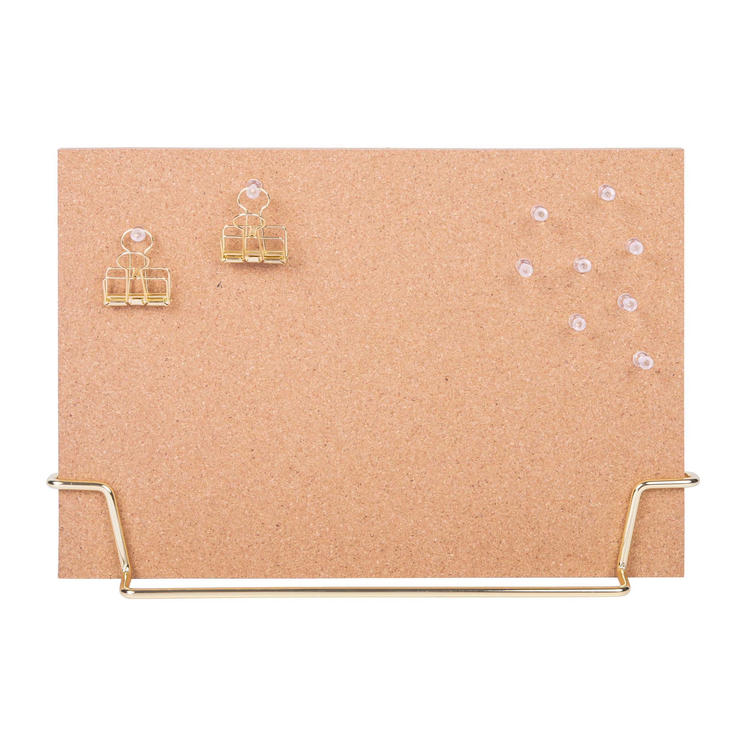 QUVIO Gouden Kurkbord – Stijlvol en compact memobord voor elke werkplek