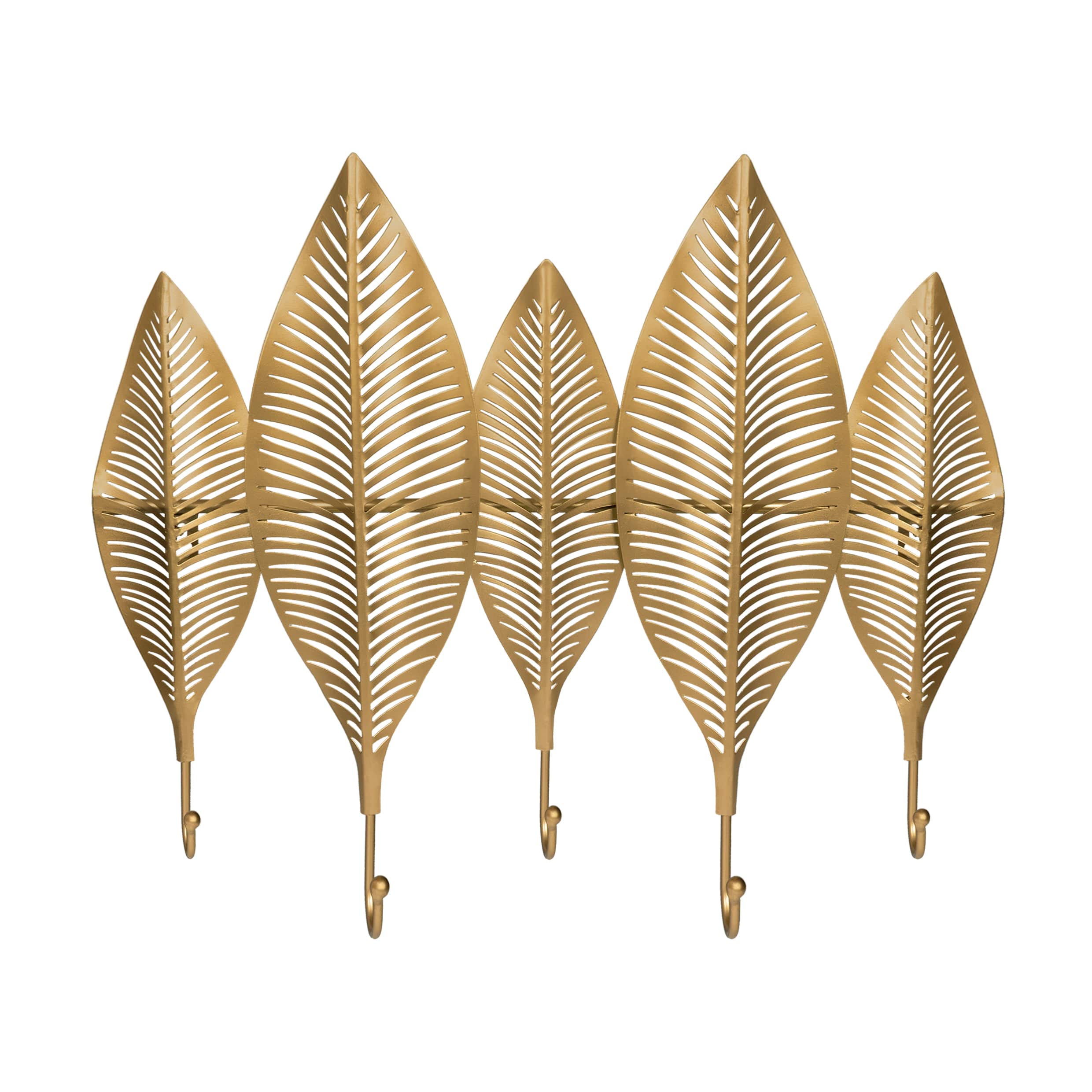 QUVIO Gouden Wandkapstok – 5 veren, 5 haken – Elegante opbergoplossing voor elk interieur
