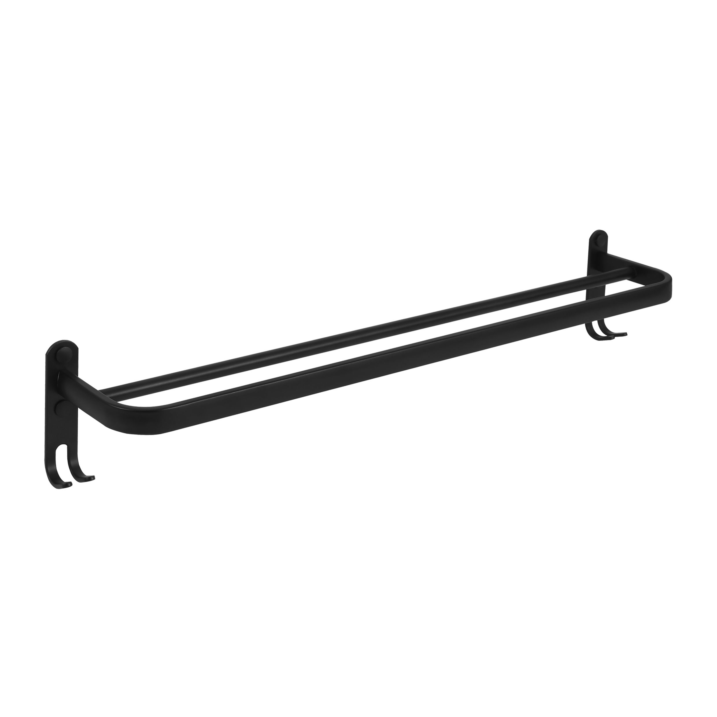 QUVIO Handdoekenrek met 2 stangen – Minimalistisch en lichtgewicht in zwart aluminium