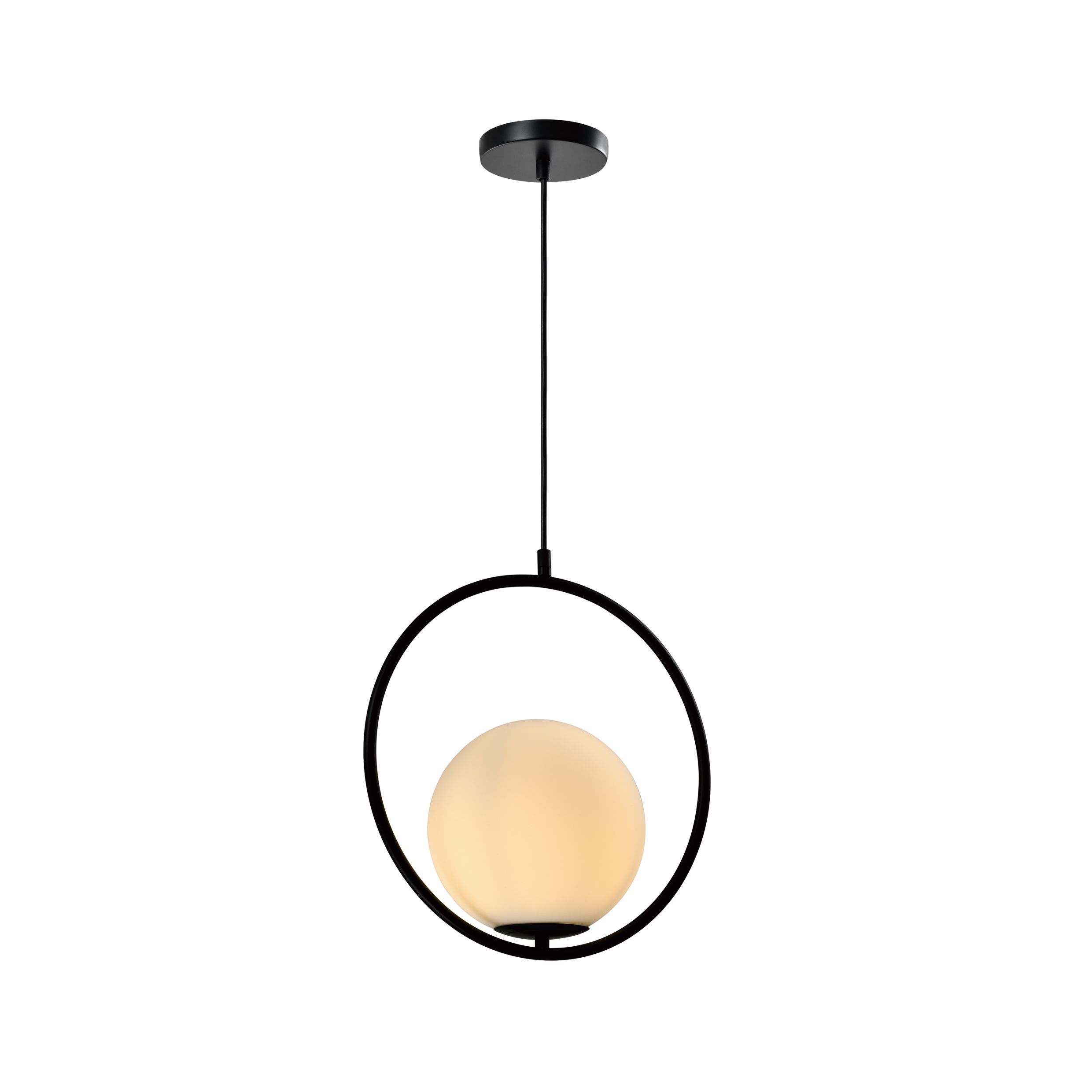 QUVIO Hanglamp 35 cm – Moderne ronde lamp met zwart metalen frame