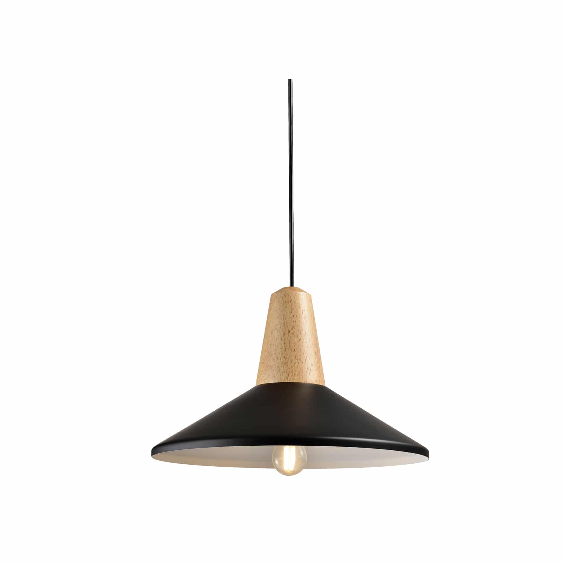 QUVIO Hanglamp Hoedvormig – Modern Design in Zwart & Bruin, 35 cm