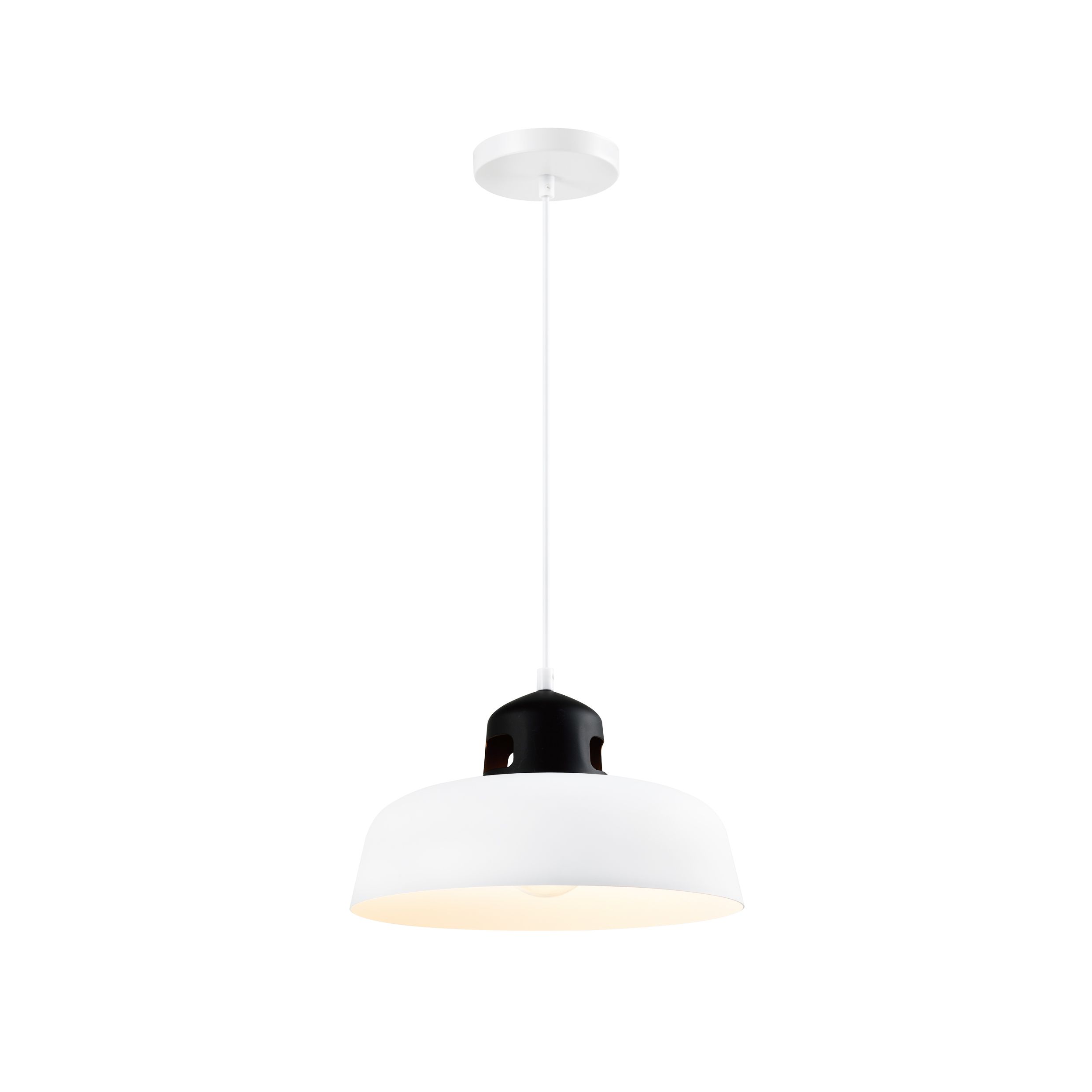 QUVIO Hanglamp Industrieel 30 cm – Minimalistisch Wit‑Zwart Design