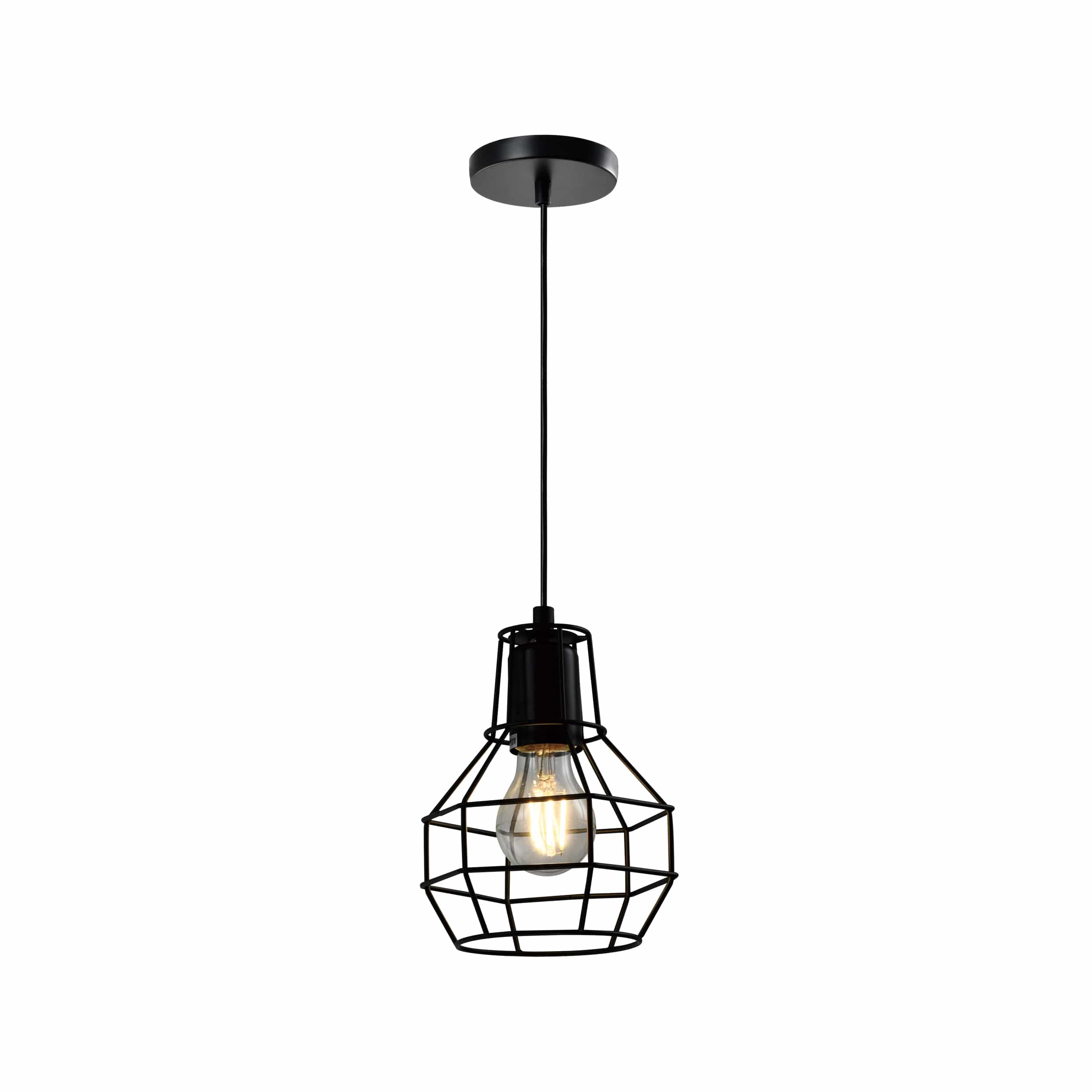 QUVIO Hanglamp industrieel – Zwarte bollen draadlamp 15 cm