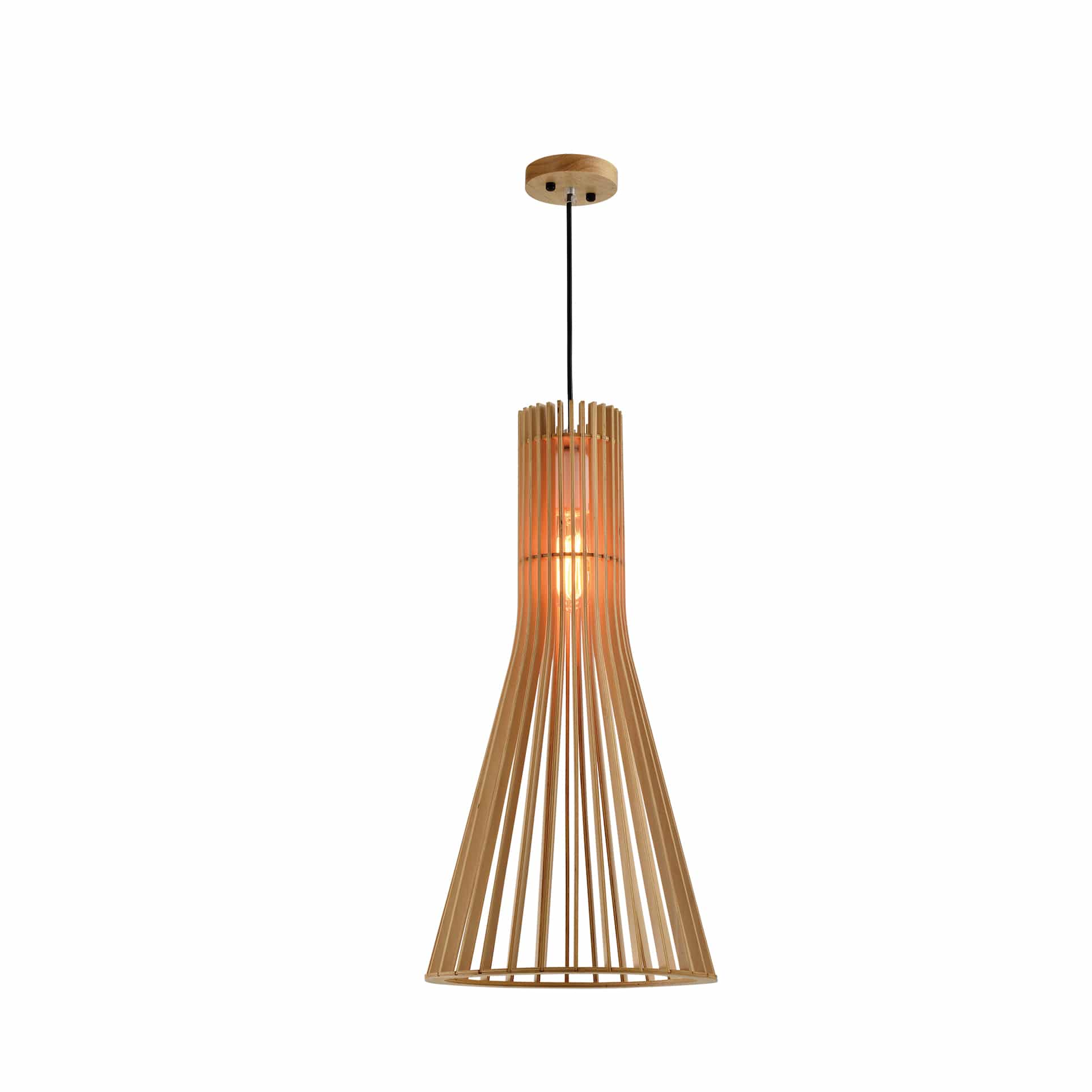 QUVIO Hanglamp kegelvormig hout – Scandinavisch design en warm diffuus licht